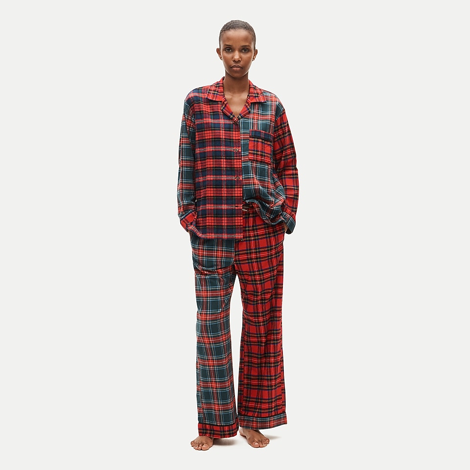 Long-sleeve pajama pant set in plaid flannel by J.Crew