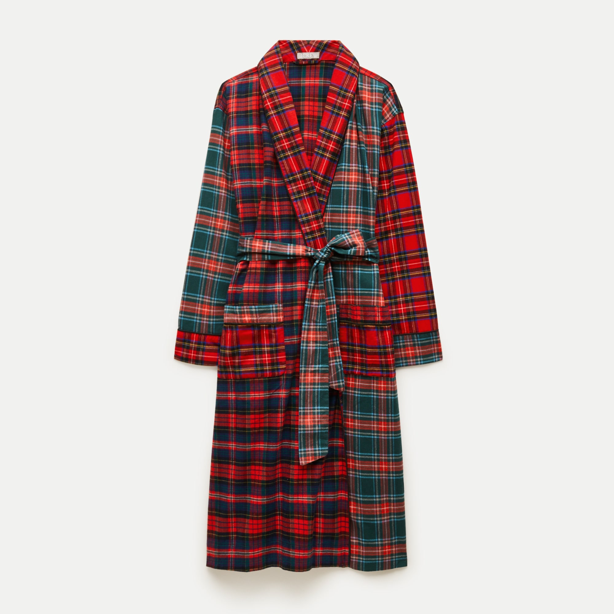 Flannel robe in mixed tartan