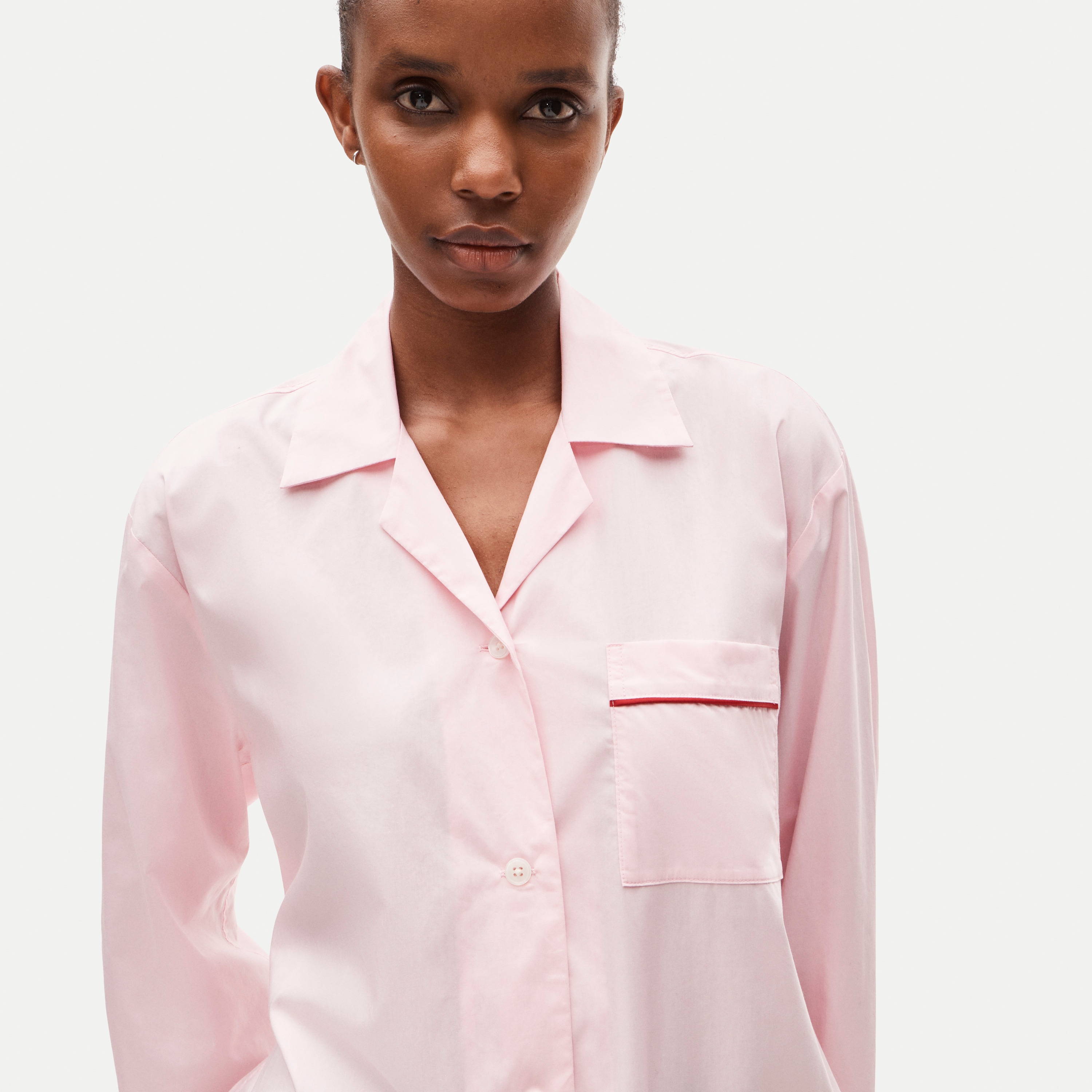 Button-up sleep shirt in cotton poplin