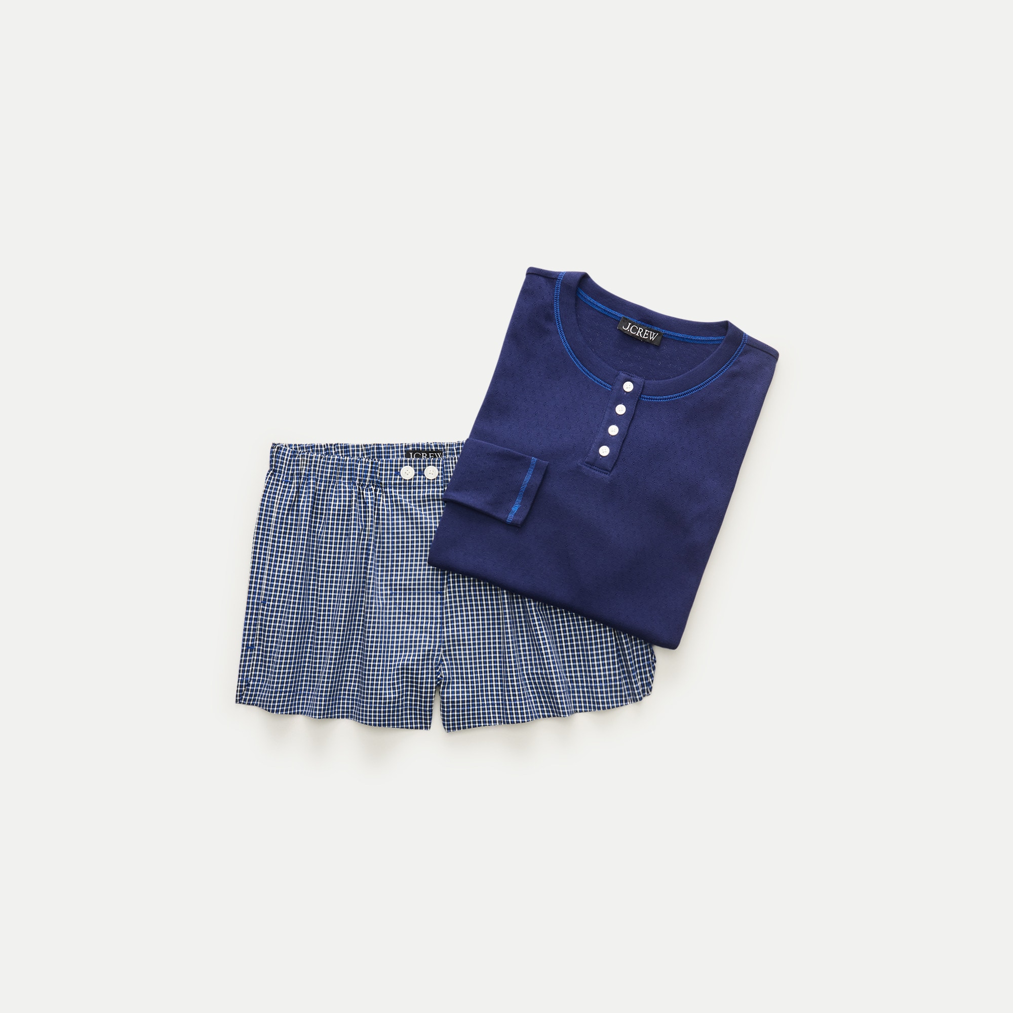 Pointelle tee and poplin boxer short pajama set