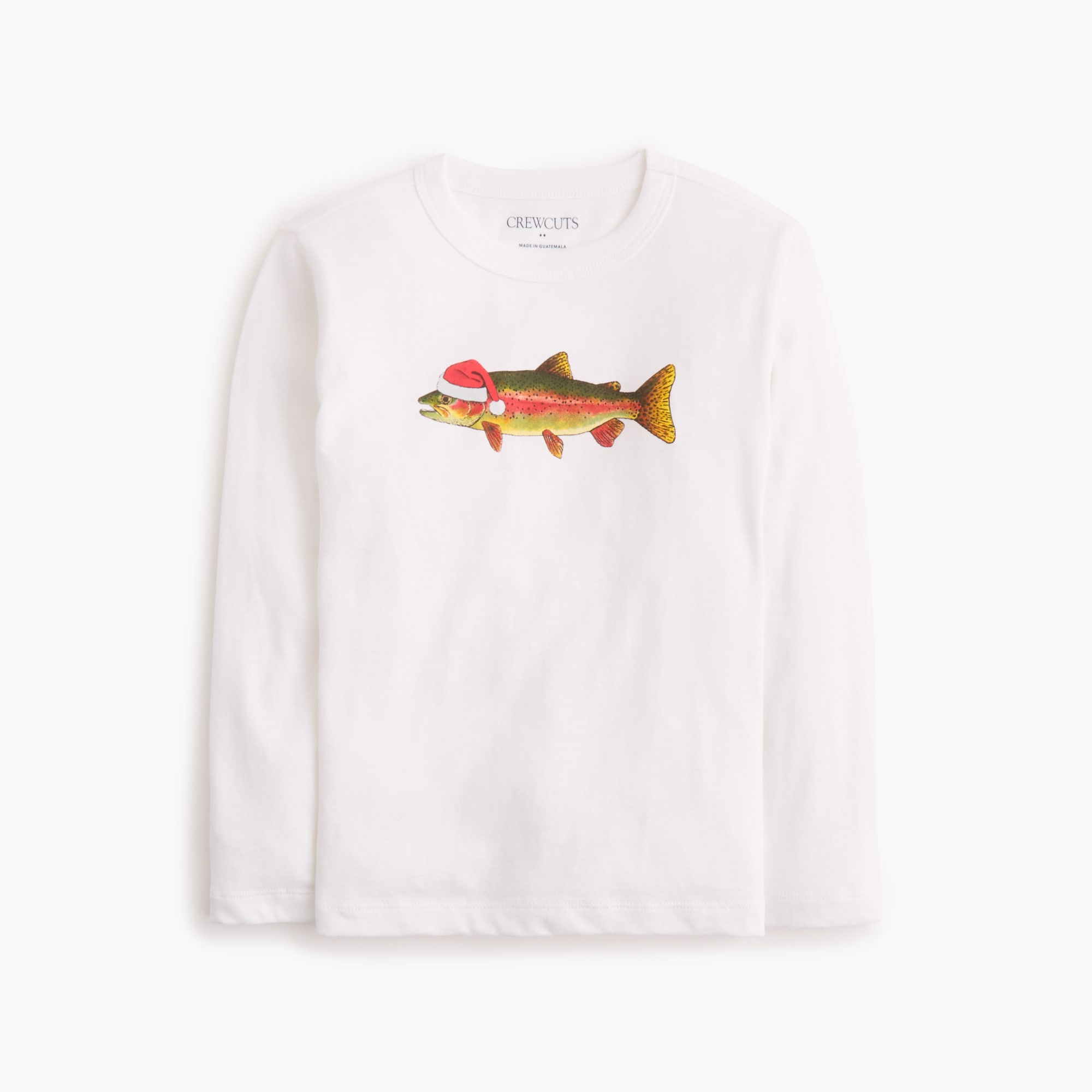 Boys' long-sleeve 100% cotton holiday fish graphic tee