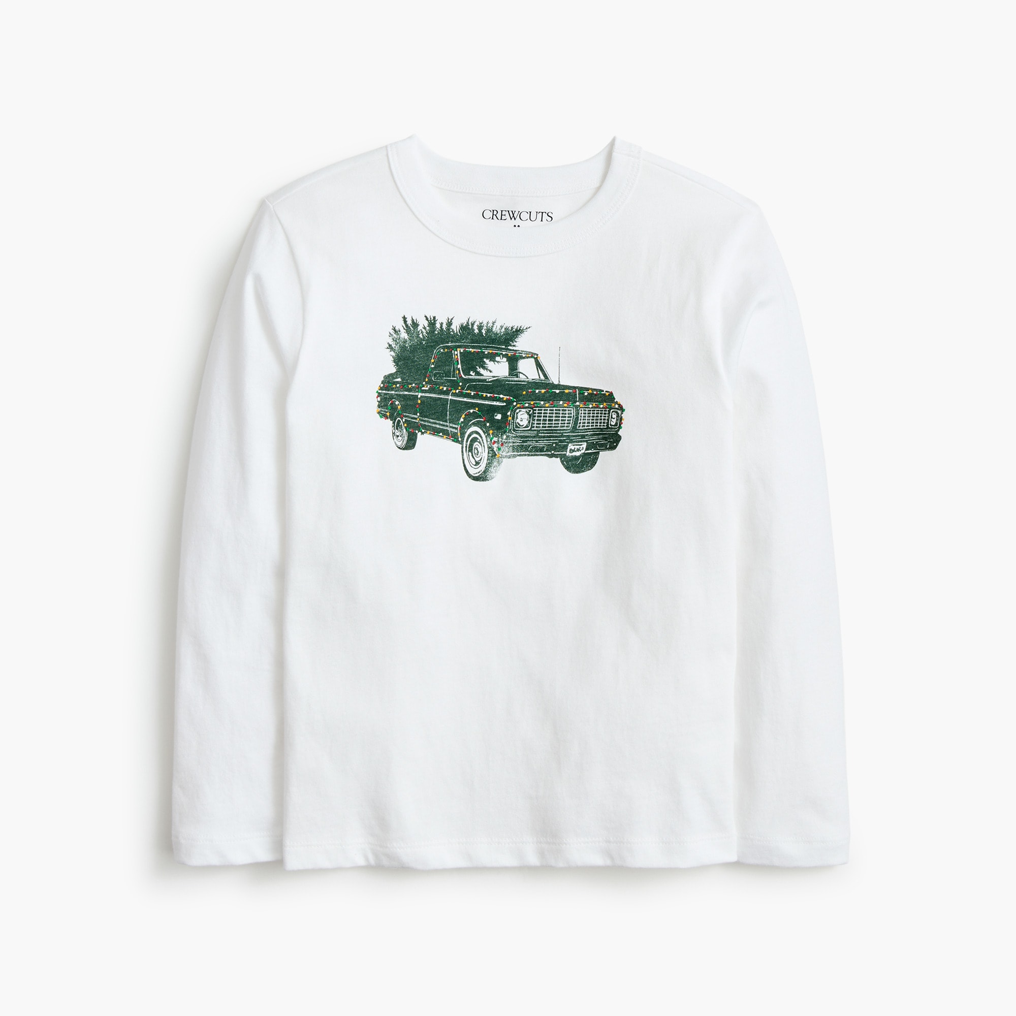 Boys' long-sleeve 100% cotton truck and tree graphic tee