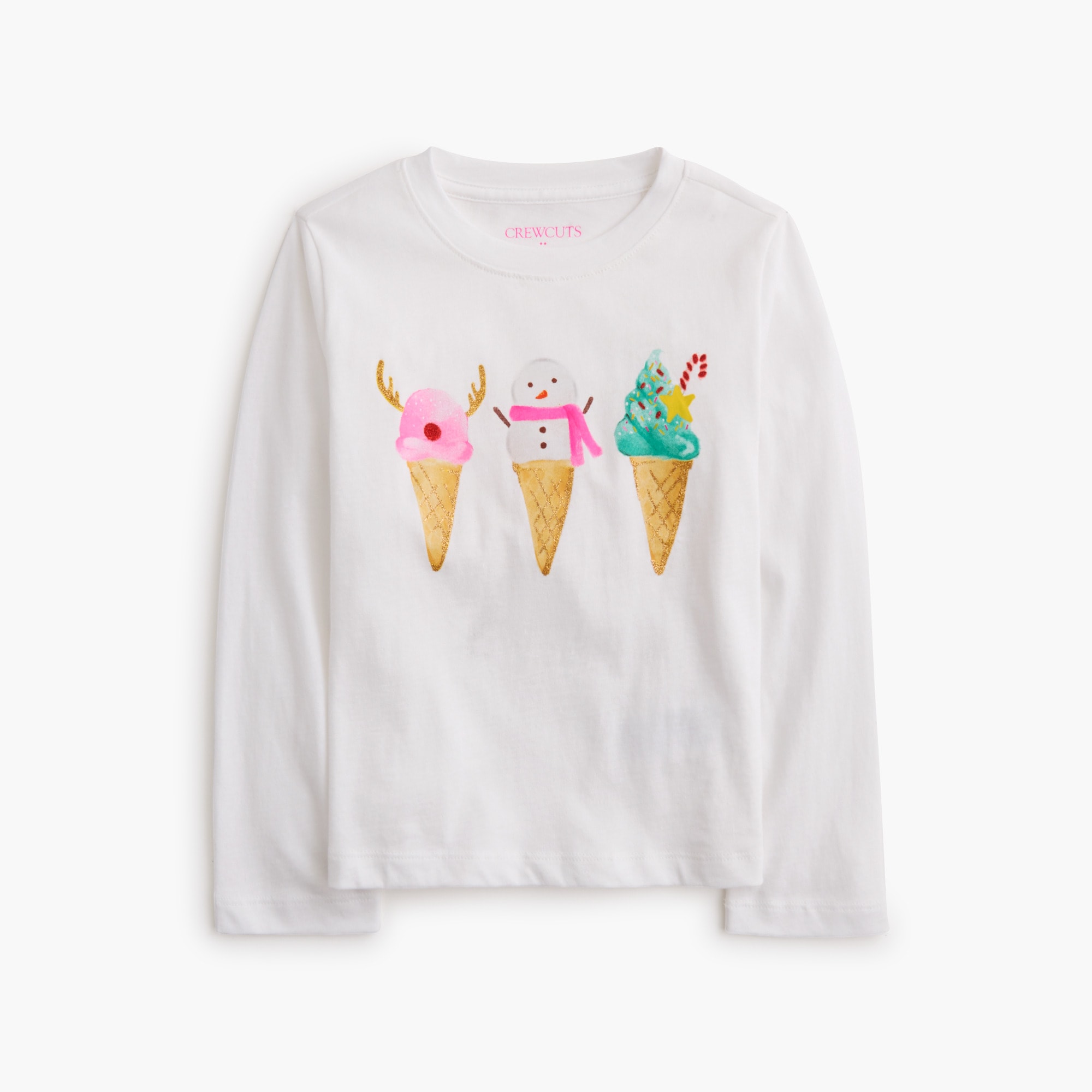 Girls' 100% Cotton Holiday Ice Cream Graphic Tee For Girls | Factory