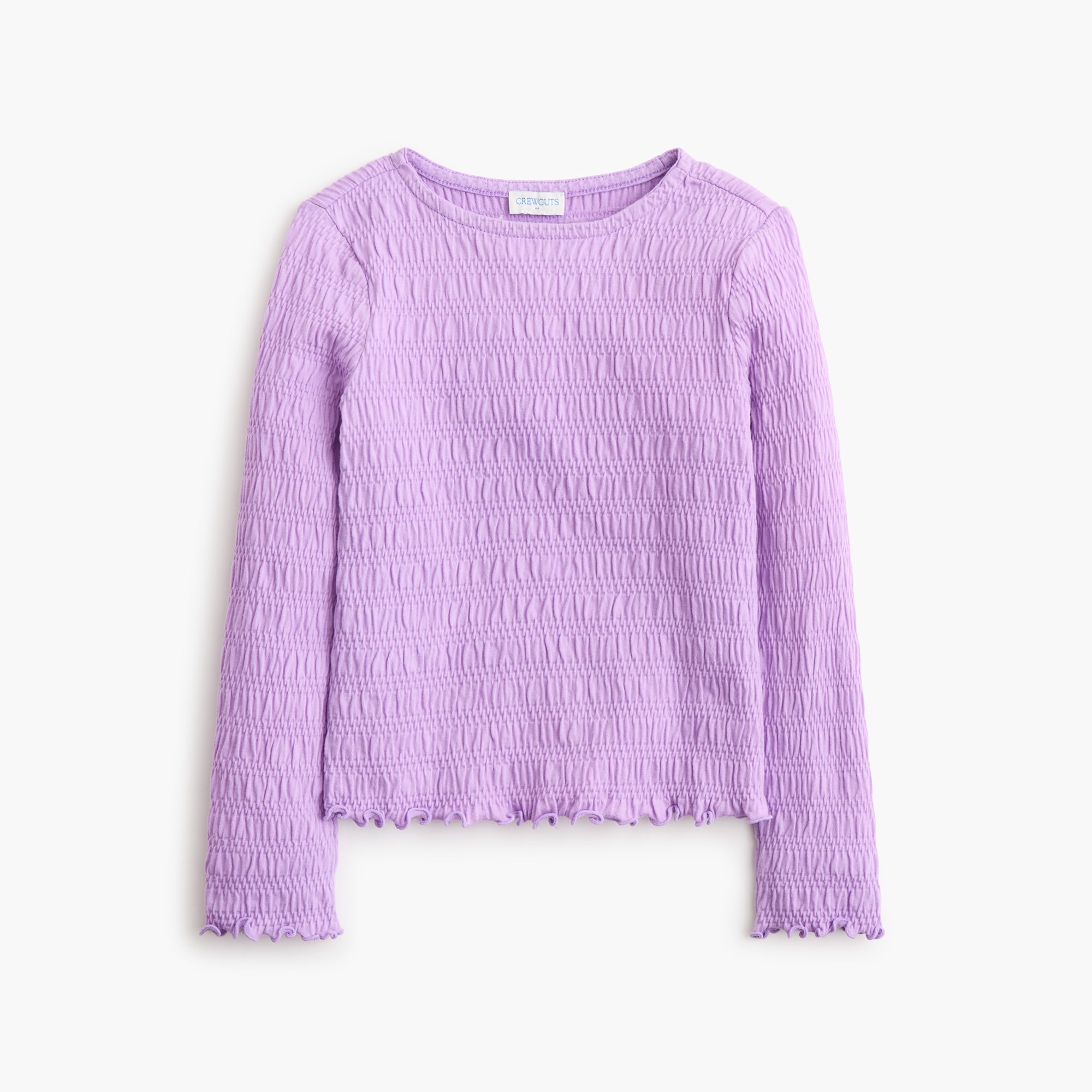 Girls' long-sleeve smocked tee