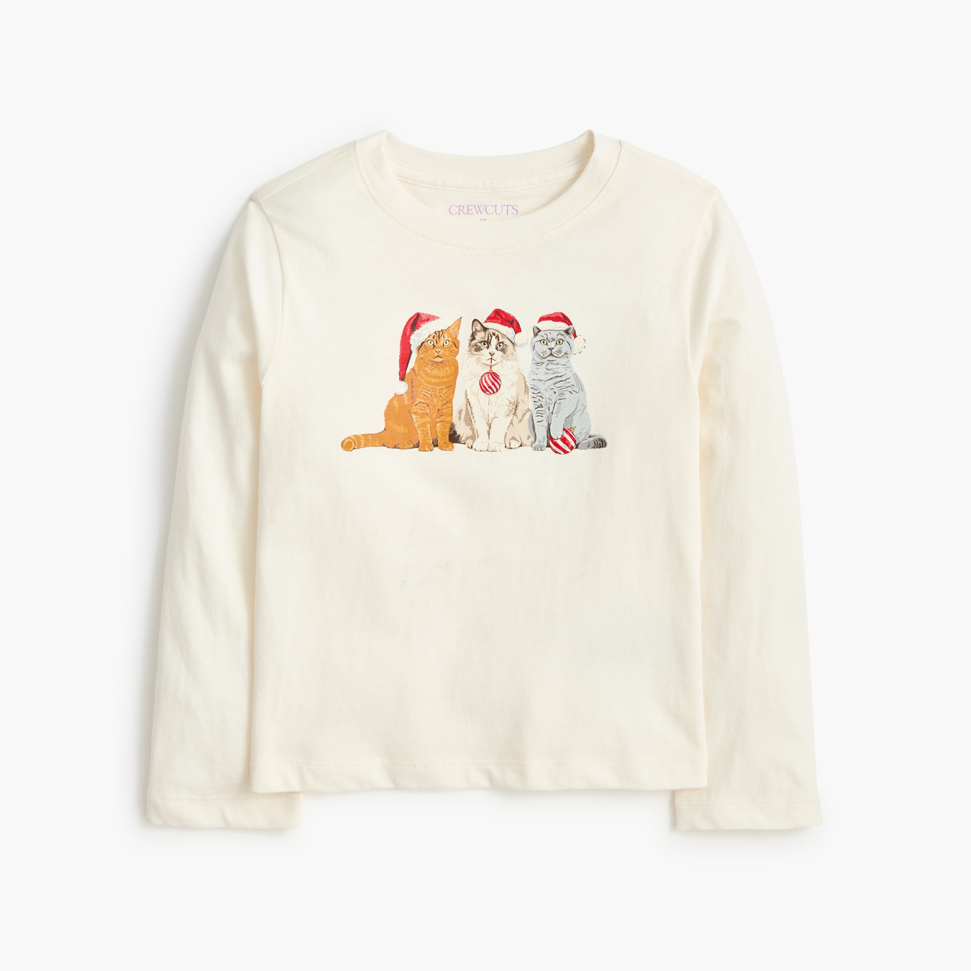 Girls' 100% cotton holiday cats graphic tee