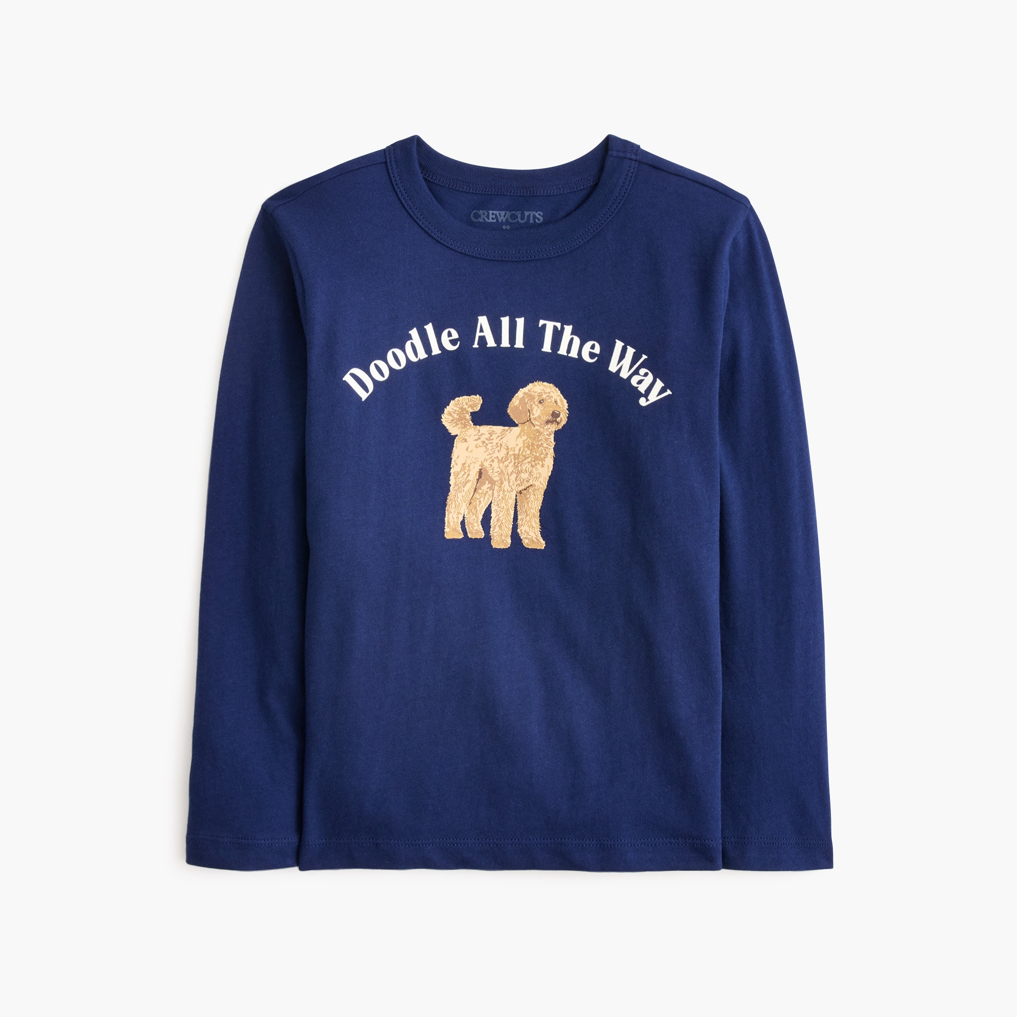 Kids' 100% cotton "doodle all the way" dog graphic tee