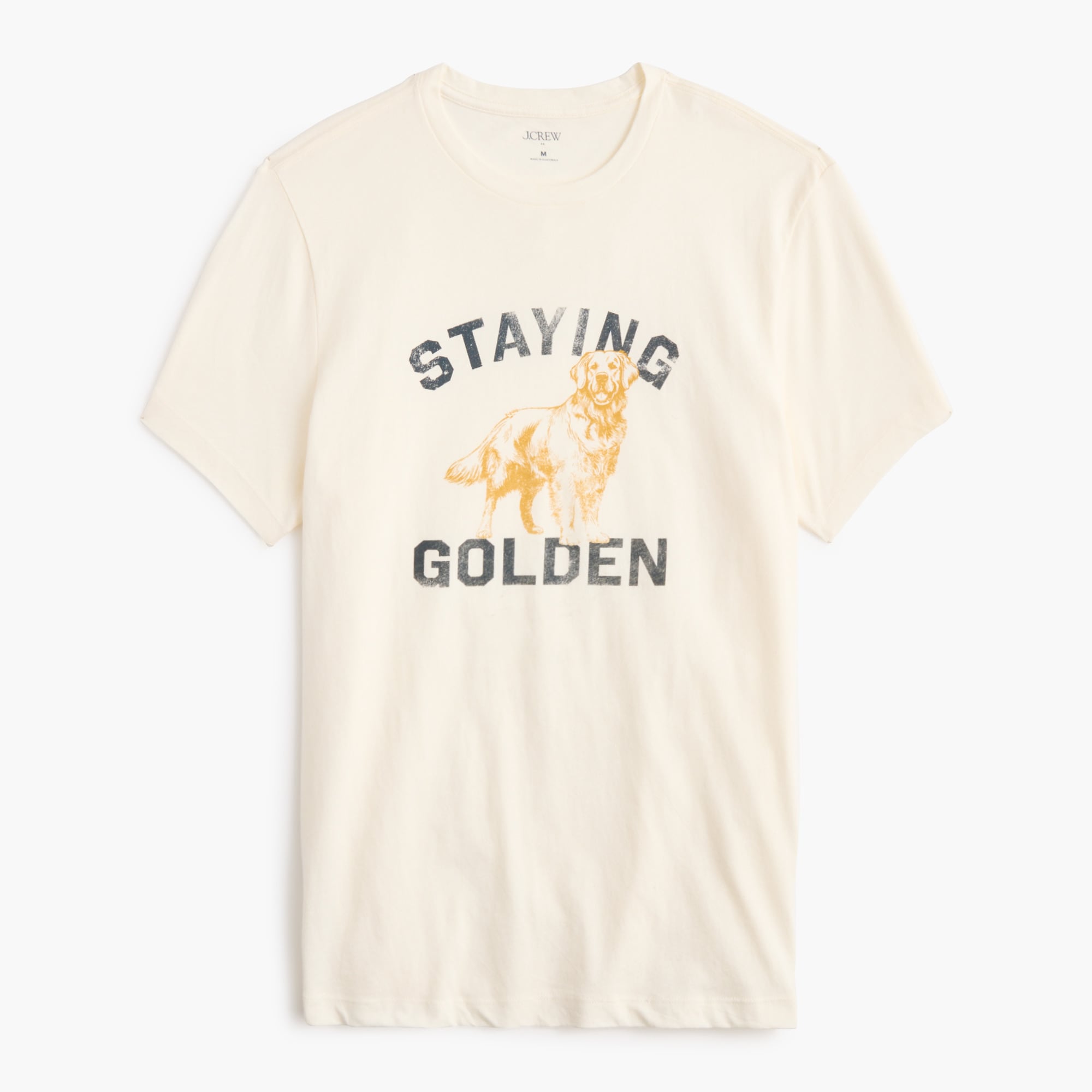 100% cotton "stay golden" dog graphic tee