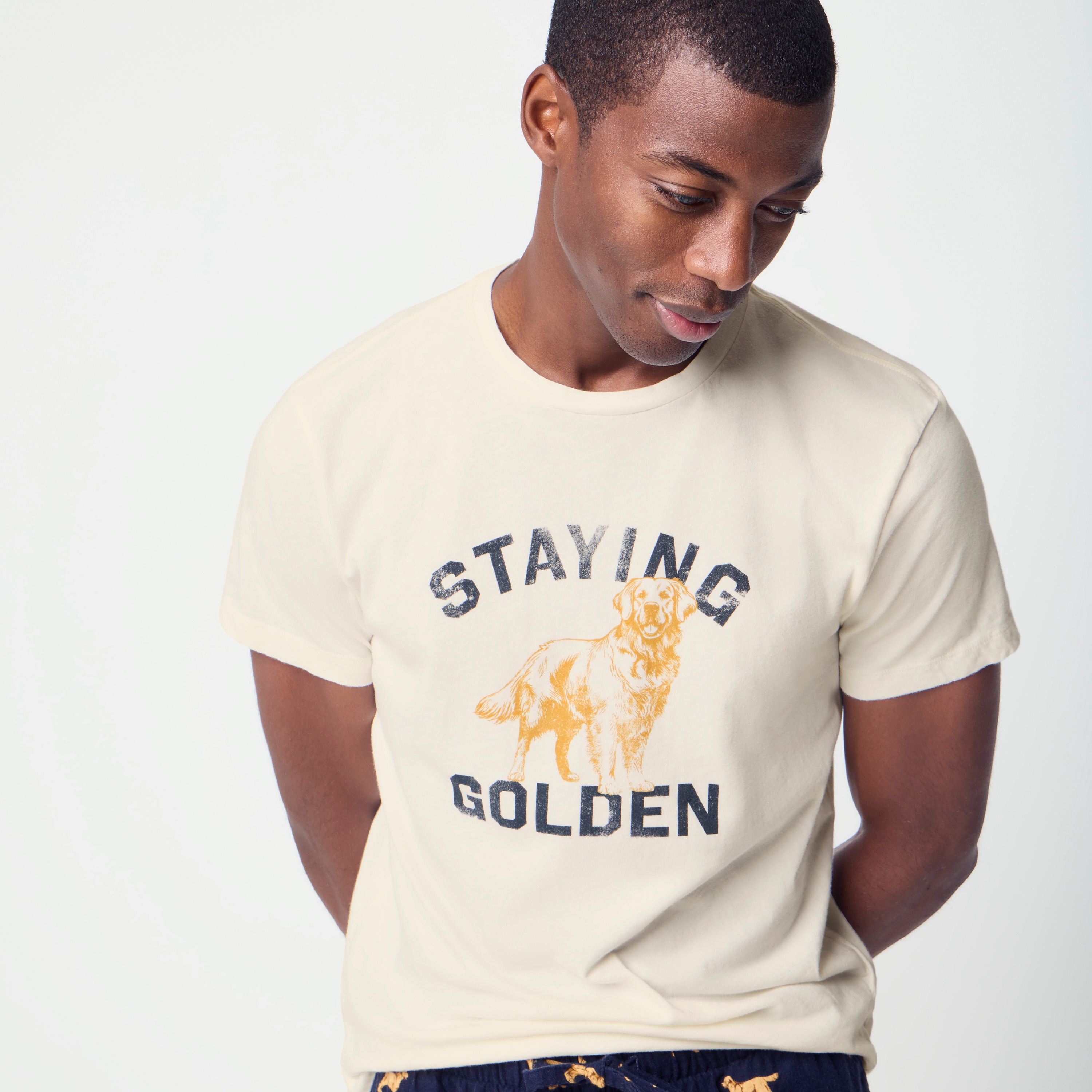 100% cotton "stay golden" dog graphic tee