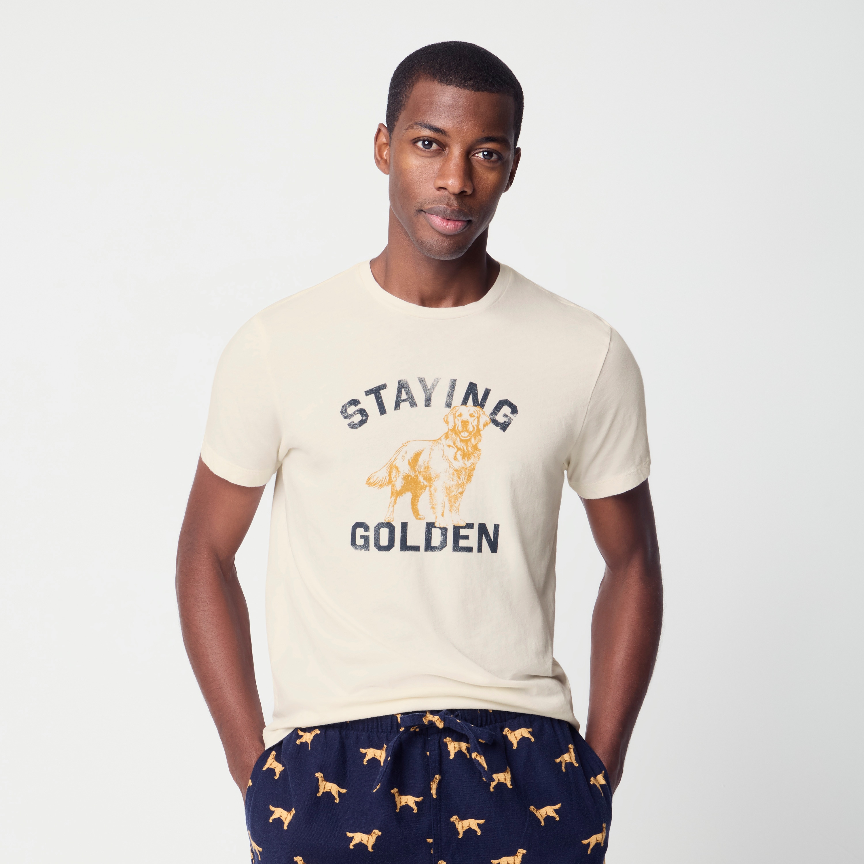 100% cotton "stay golden" dog graphic tee