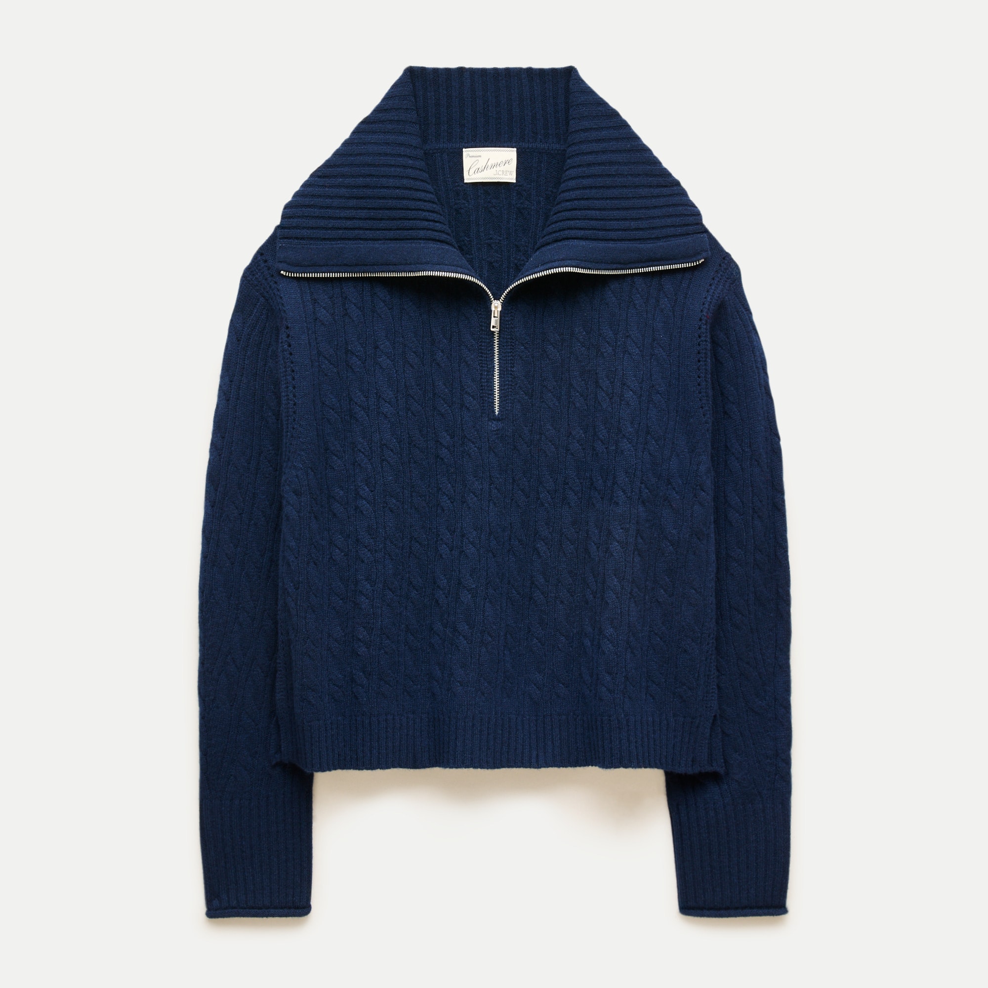 Cashmere quarter-zip sweater in cable knit
