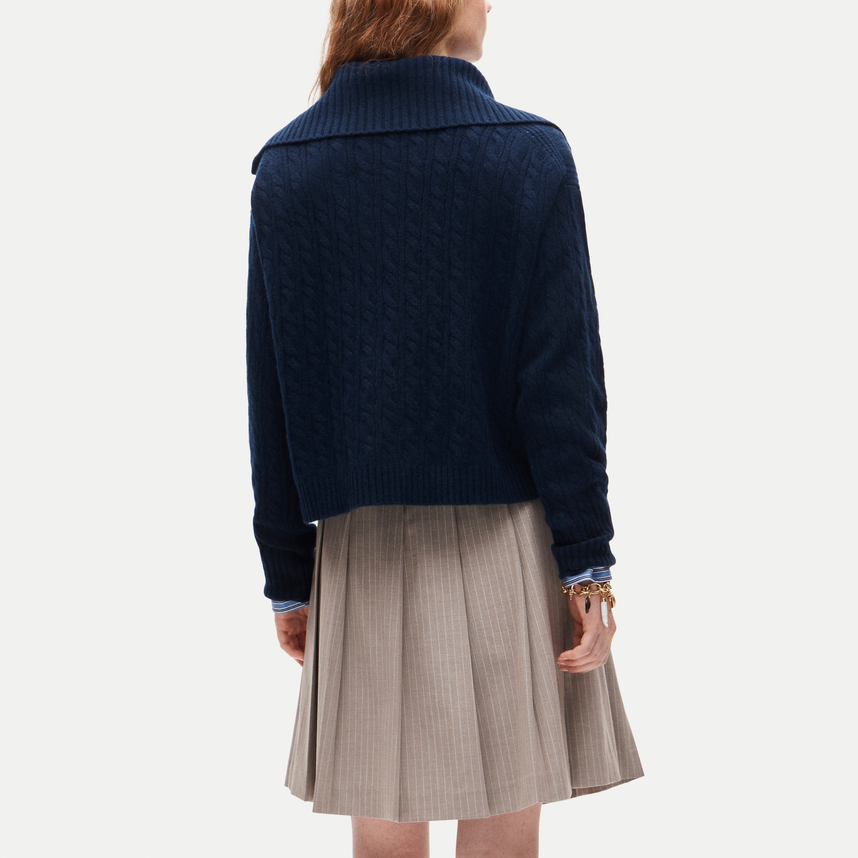 Cashmere quarter-zip sweater in cable knit