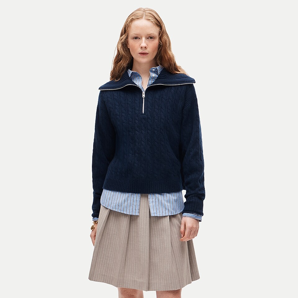 Cashmere quarter-zip sweater in cable knit by J.Crew