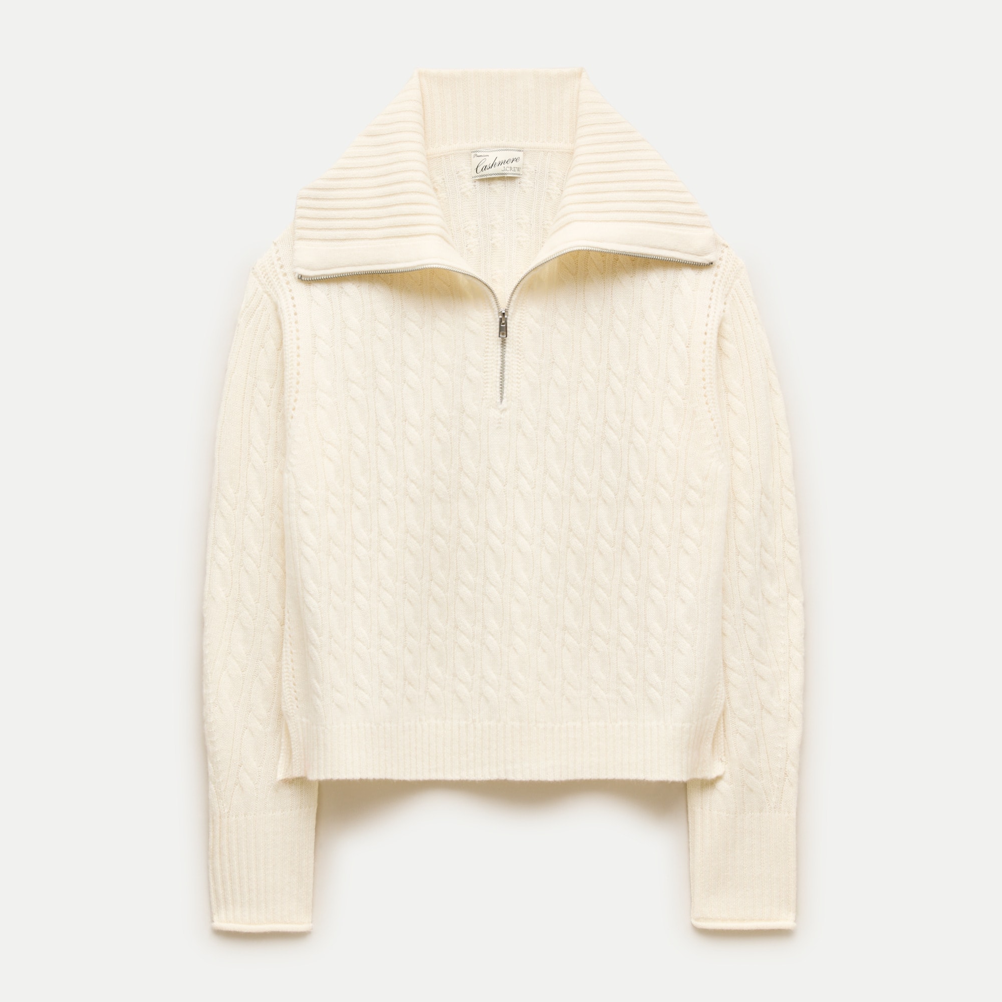 Cashmere quarter-zip sweater in cable knit