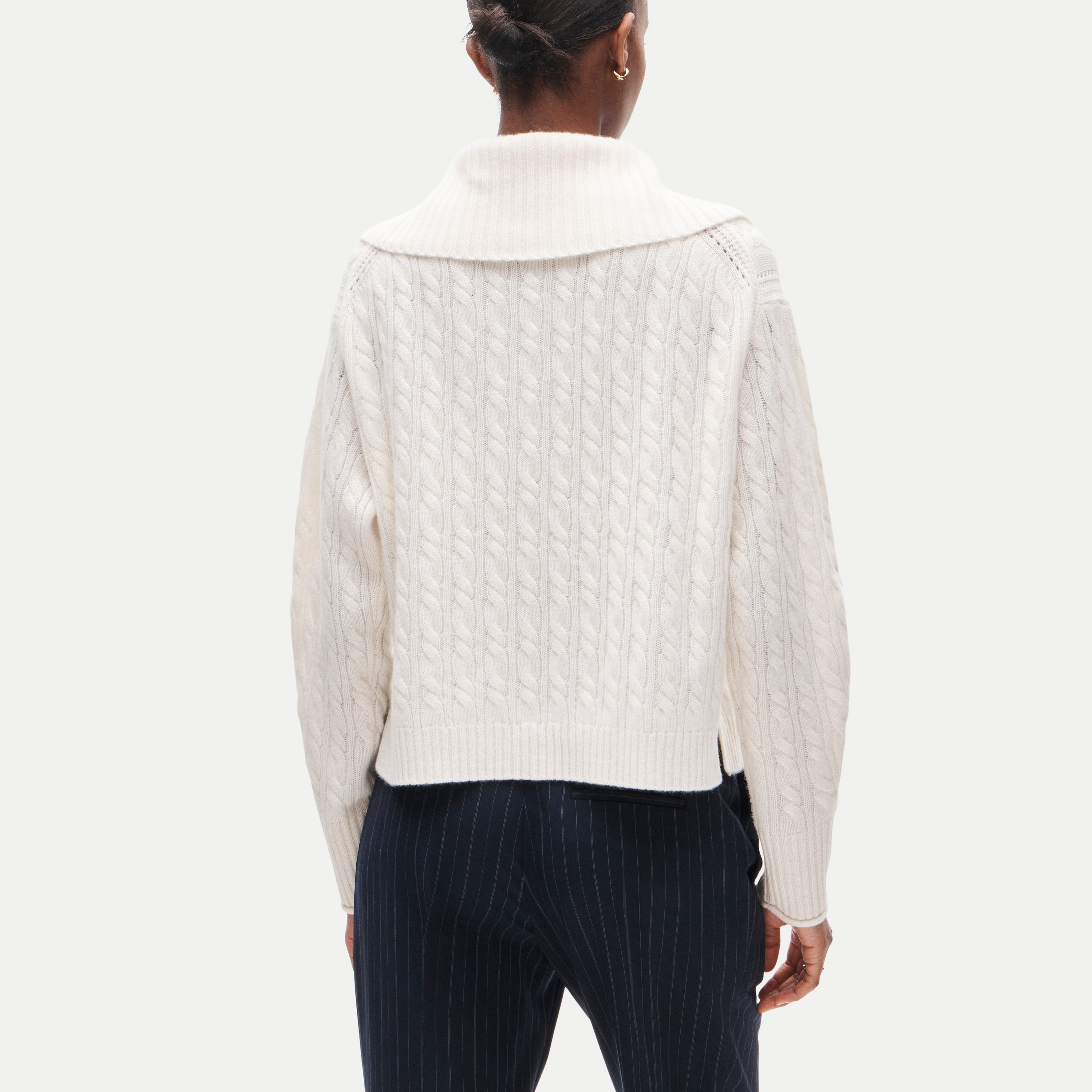 Cashmere quarter-zip sweater in cable knit
