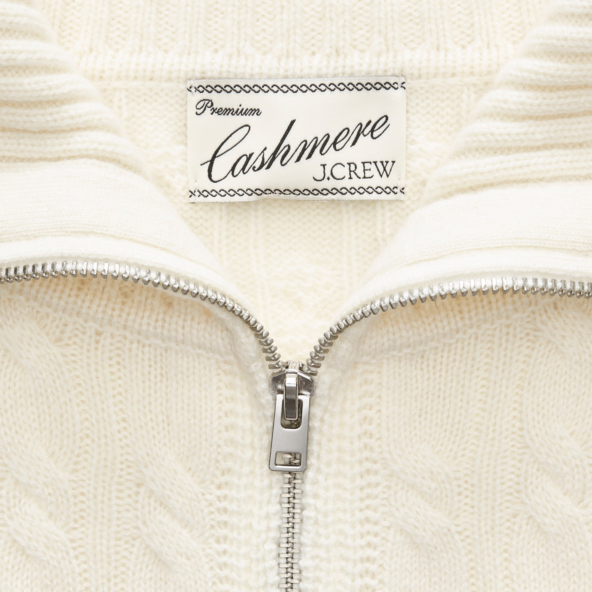 Cashmere quarter-zip sweater in cable knit