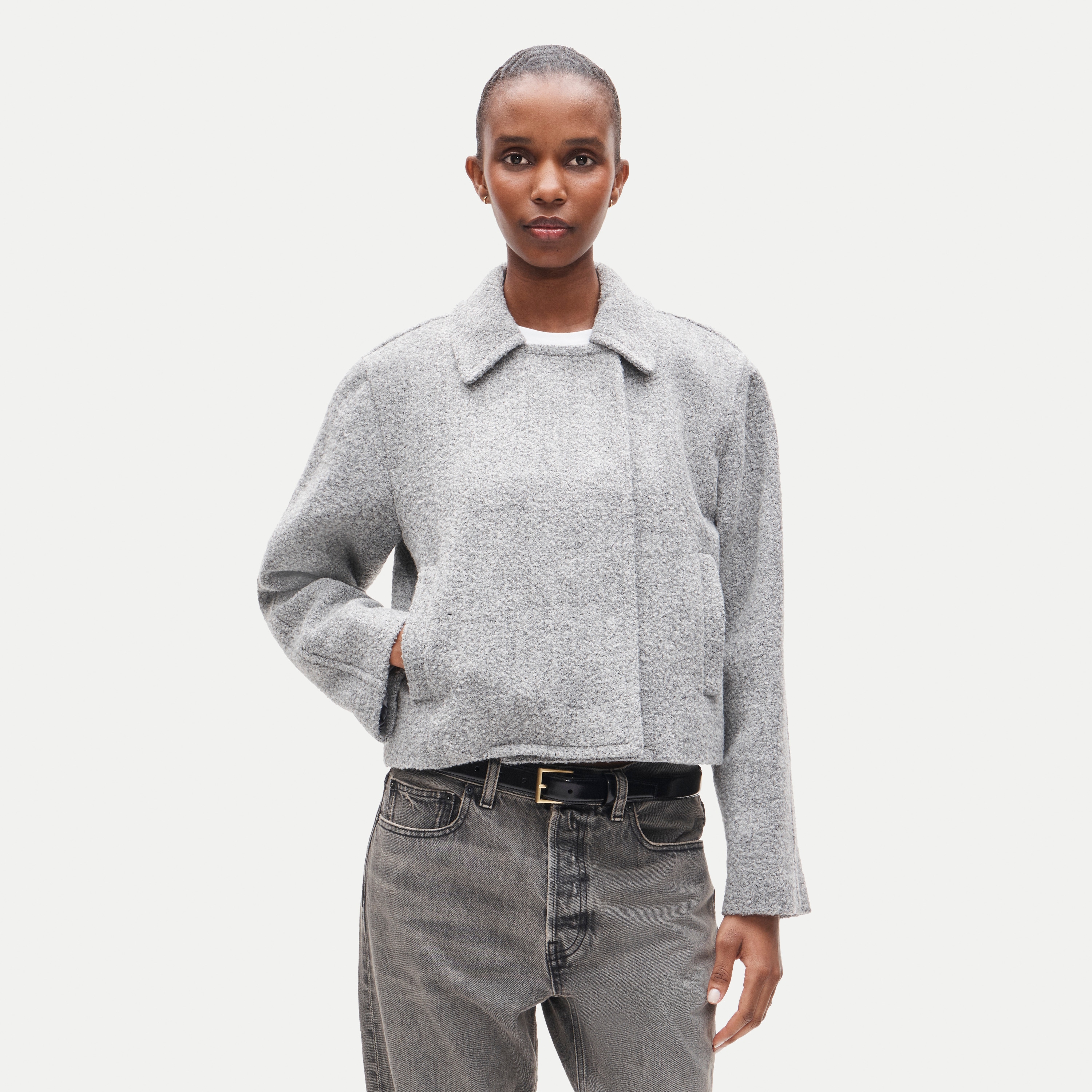 Double-breasted jacket in bouclé