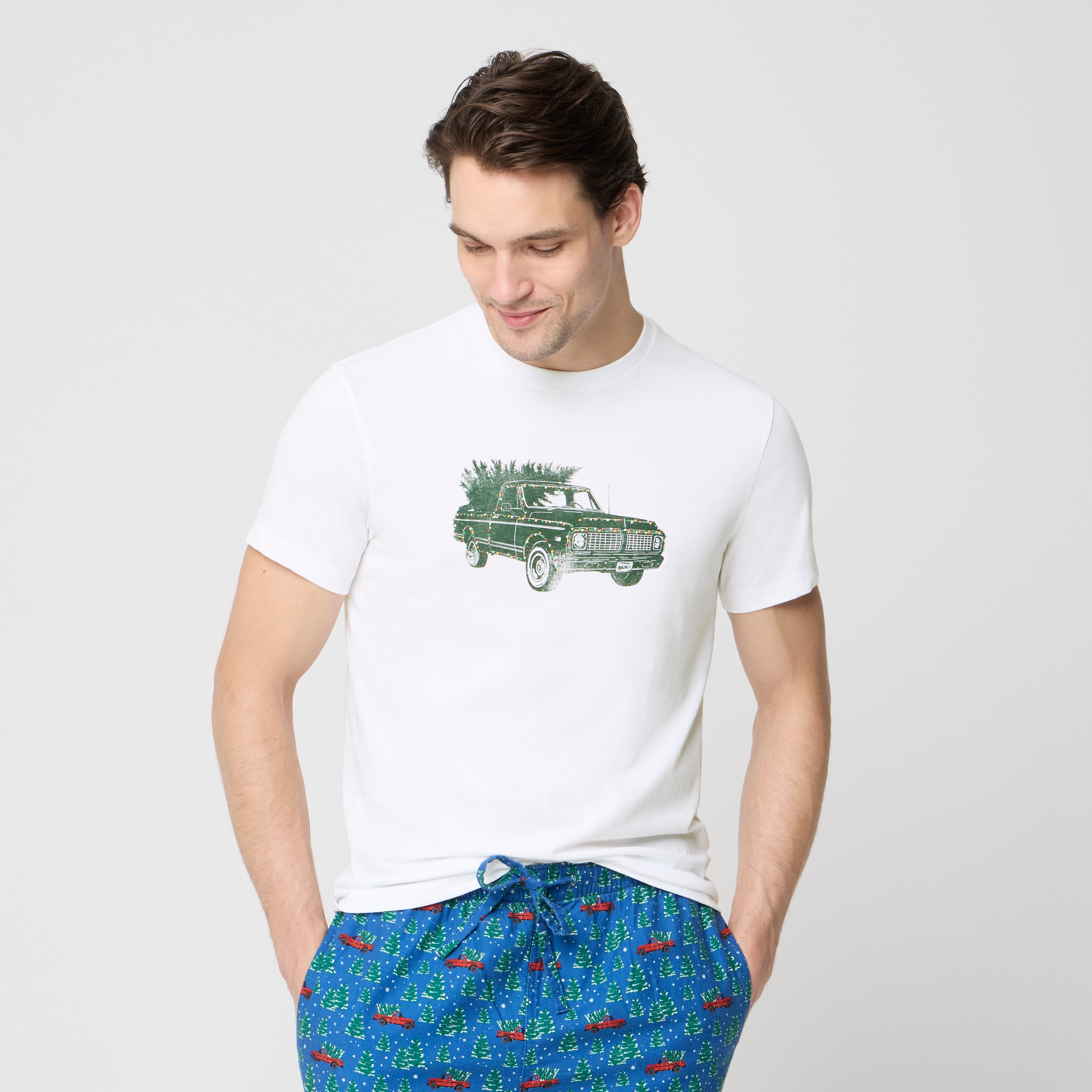 100% cotton truck and tree graphic tee