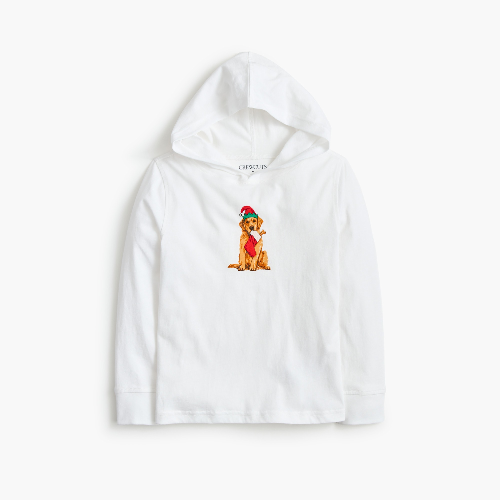 Boys' 100% cotton holiday golden retriever dog hooded tee