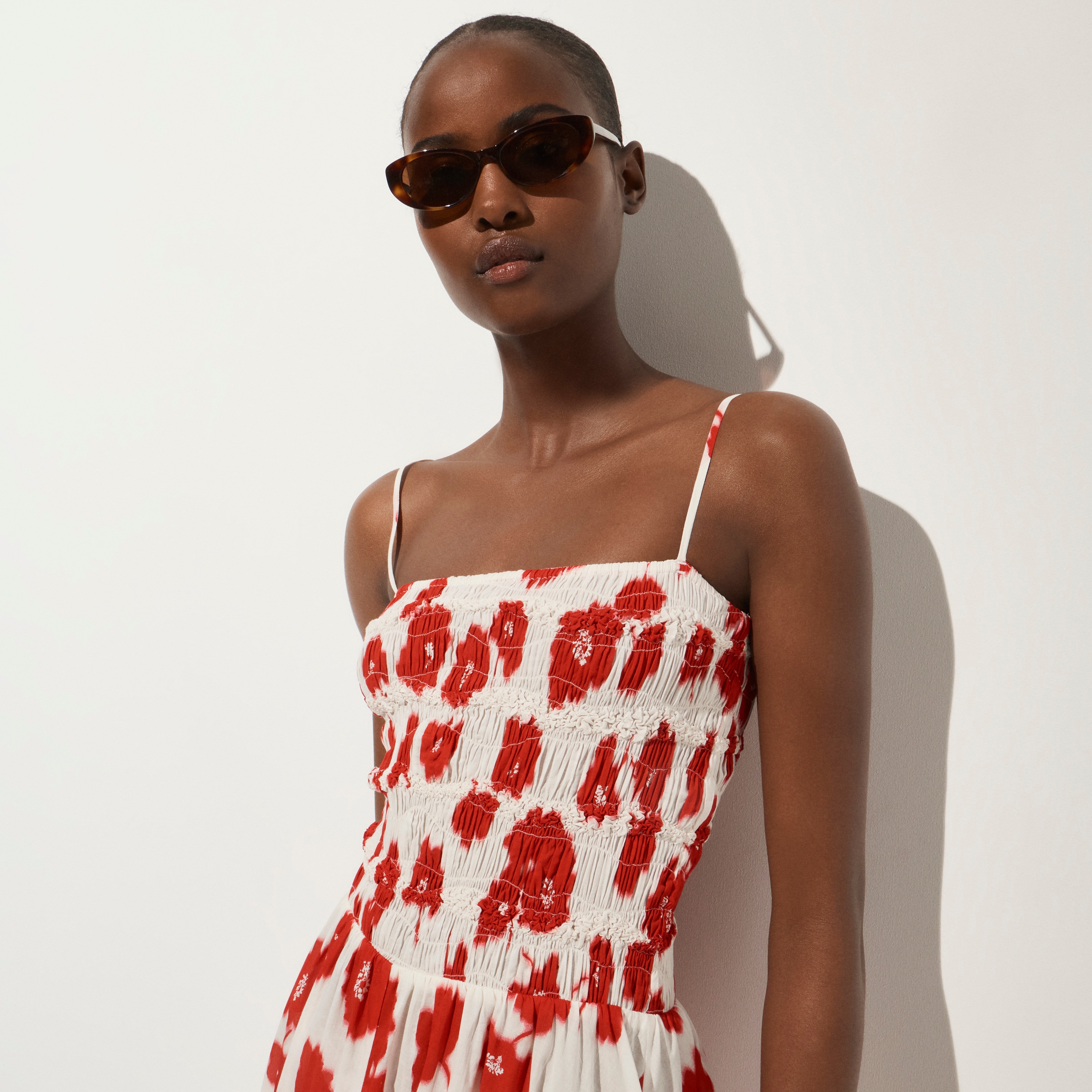 Wave maxi dress in blurred floral cotton voile