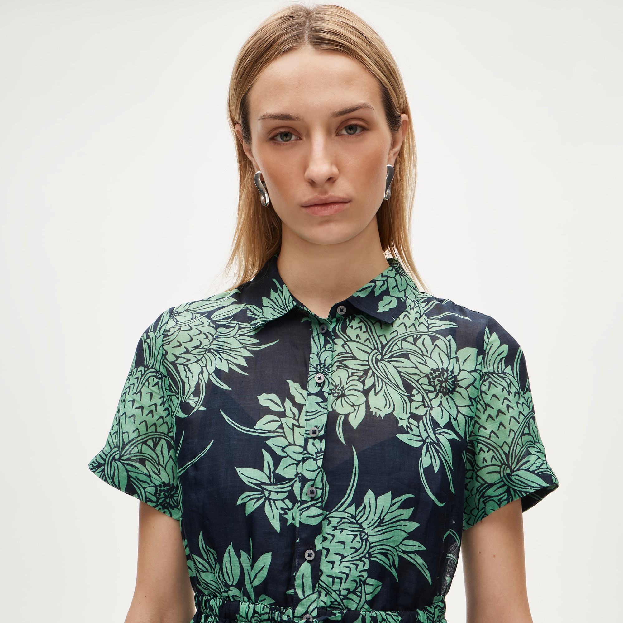 Cerise shirt-dress in pineapple garden&ndash;print ramie - image 3