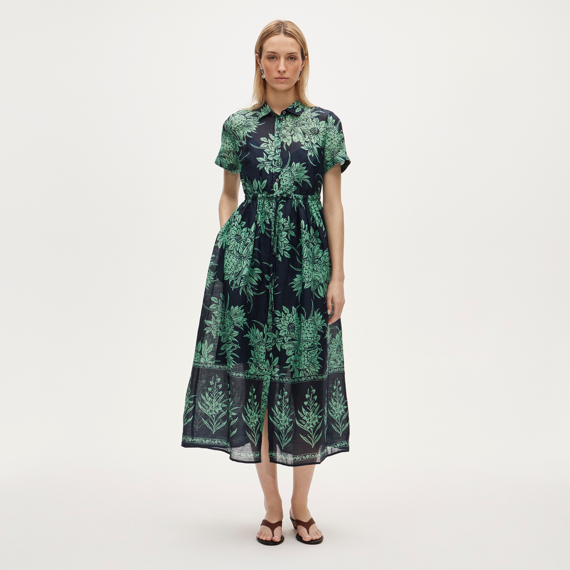 Cerise shirt-dress in pineapple garden&ndash;print ramie - image 2