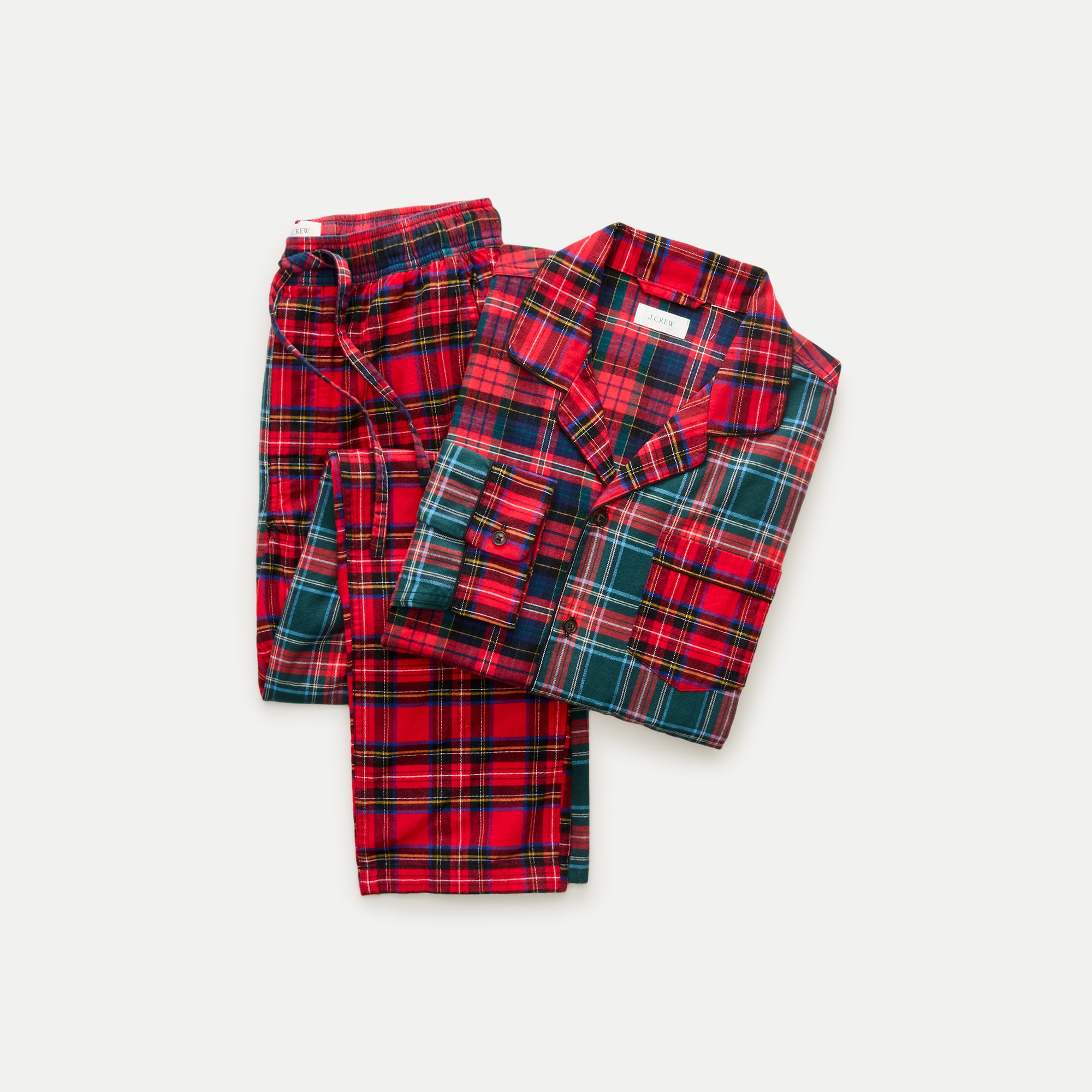 Flannel pajama set in mixed tartan