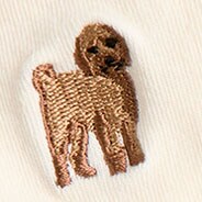 Embroidered goldendoodle boot socks IVORY