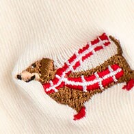 Embroidered goldendoodle boot socks IVORY