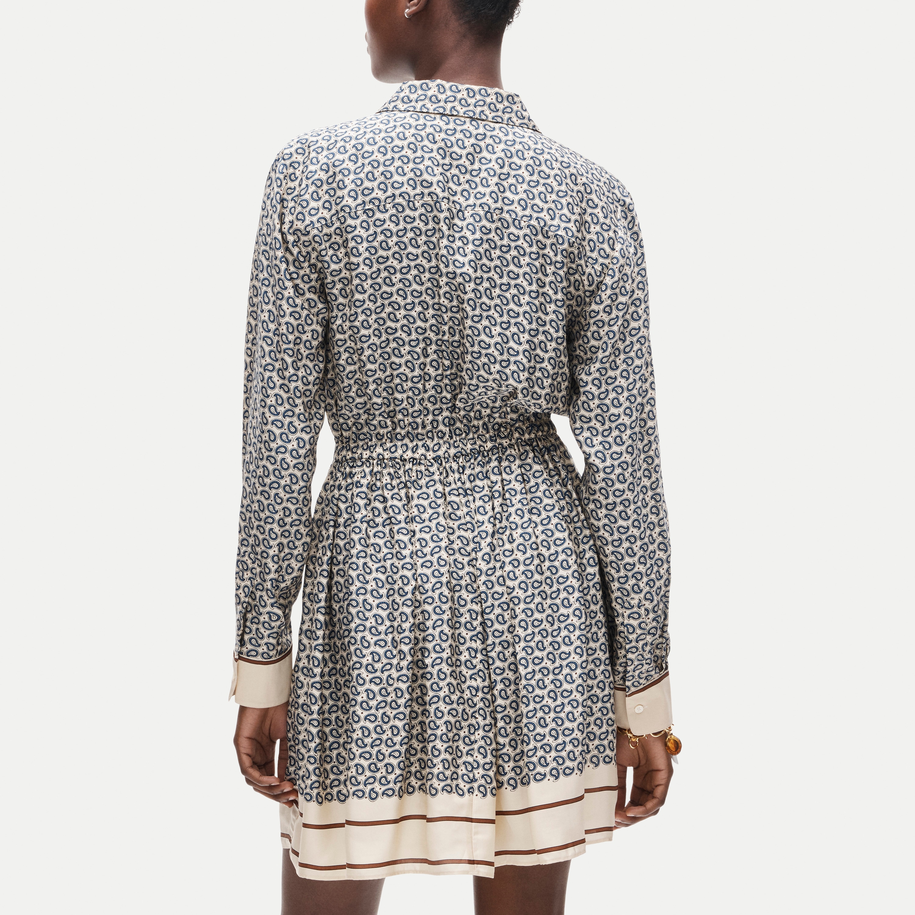 Drapey shirt-dress in scarf-print viscose twill