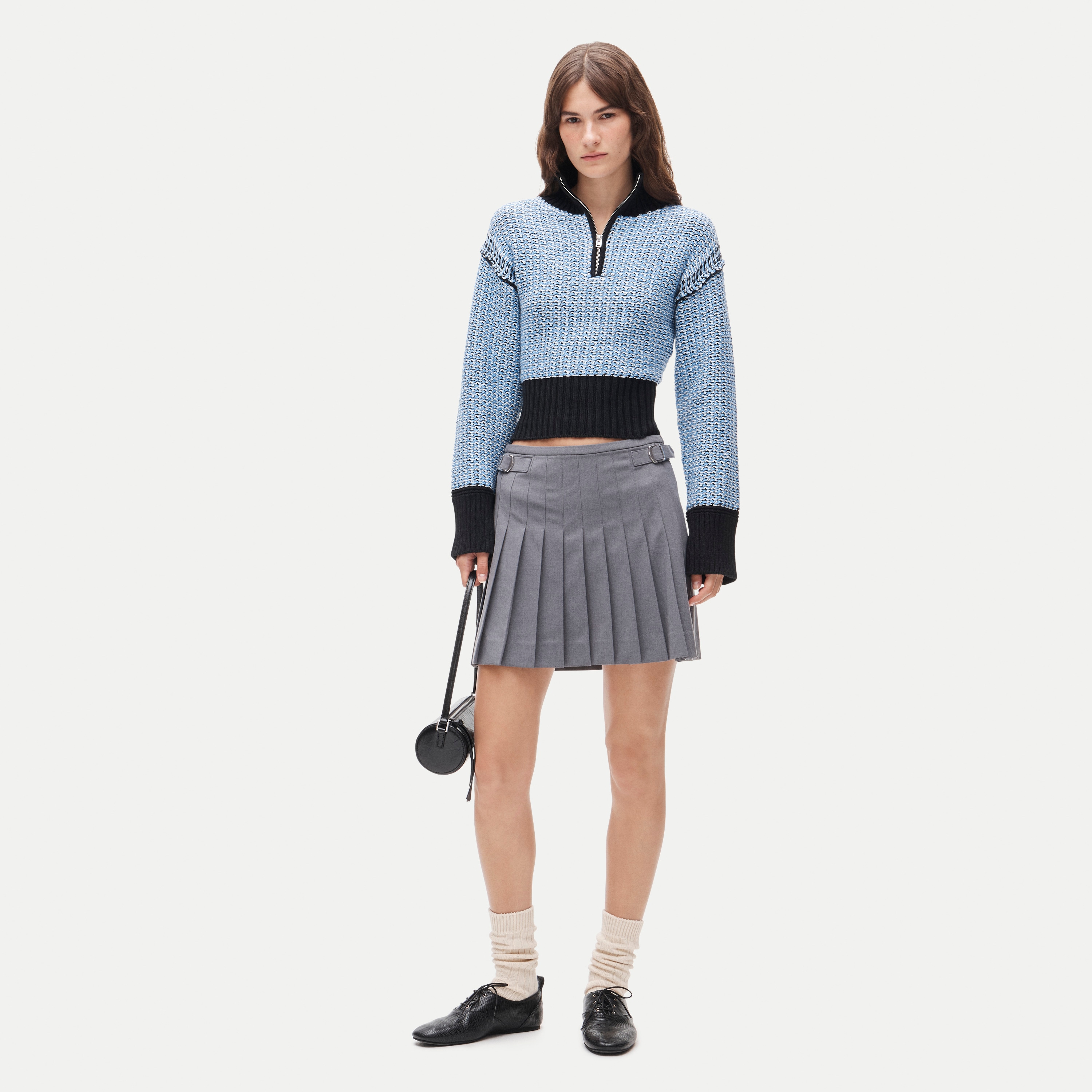Tiny Rollneck™ in colorblock tweed stitch