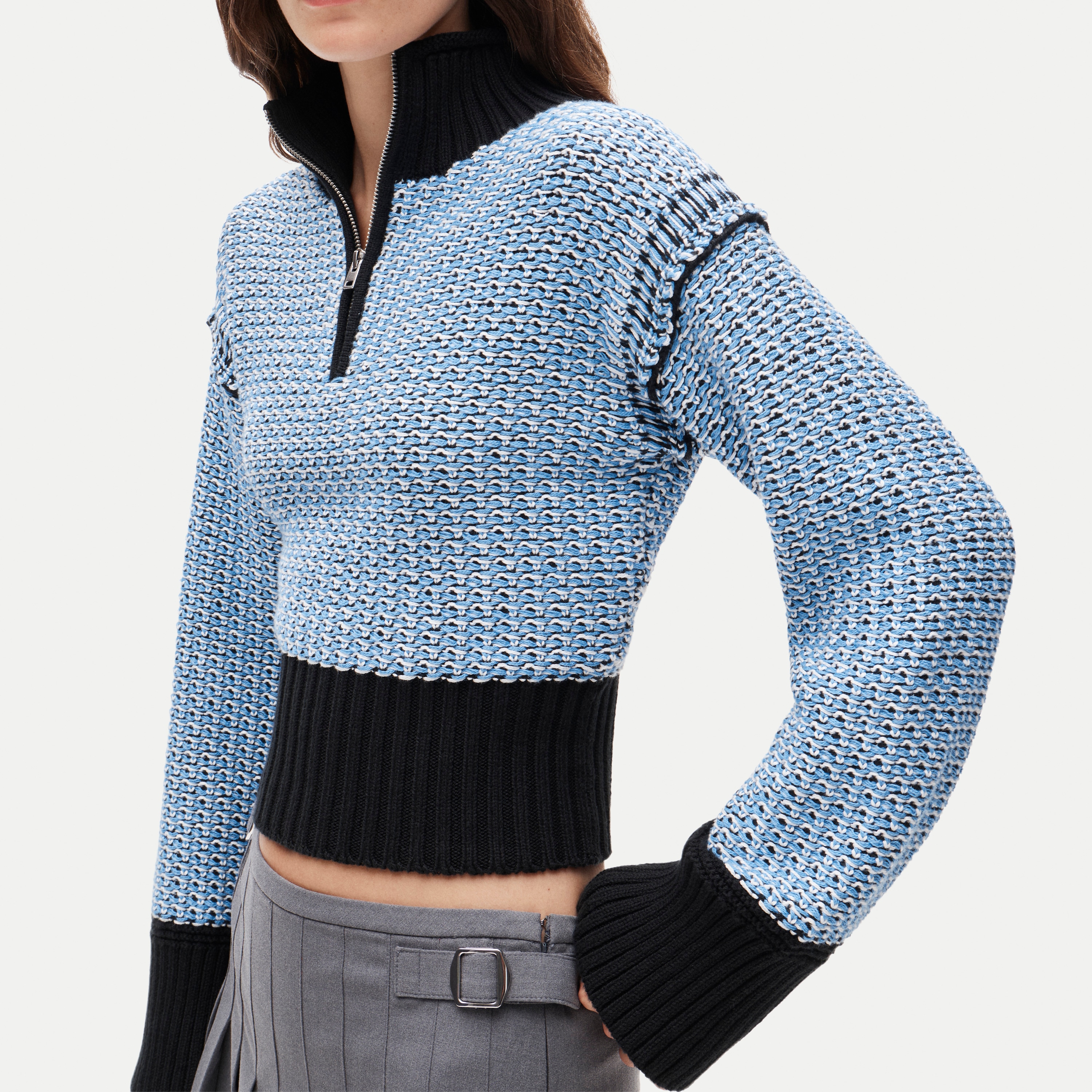 Tiny Rollneck™ in colorblock tweed stitch