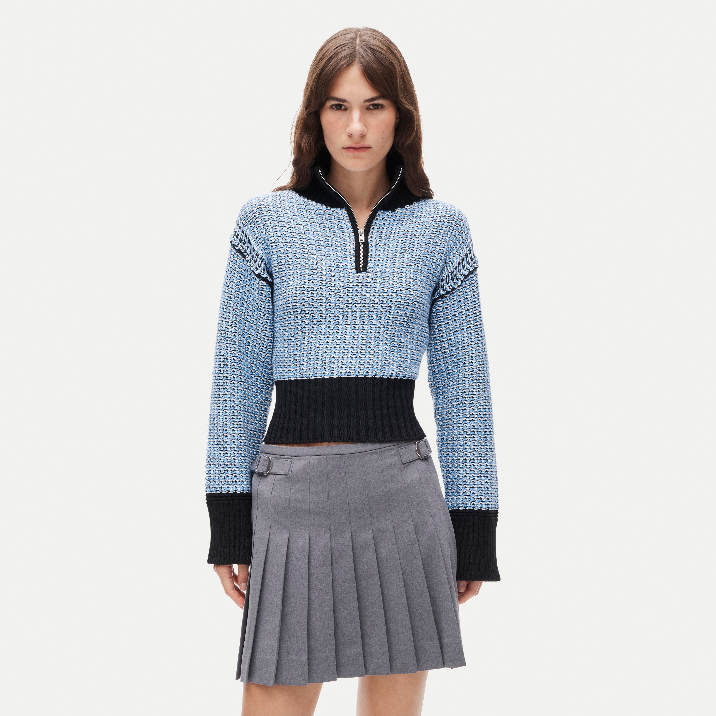 Tiny Rollneck™ in colorblock tweed stitch
