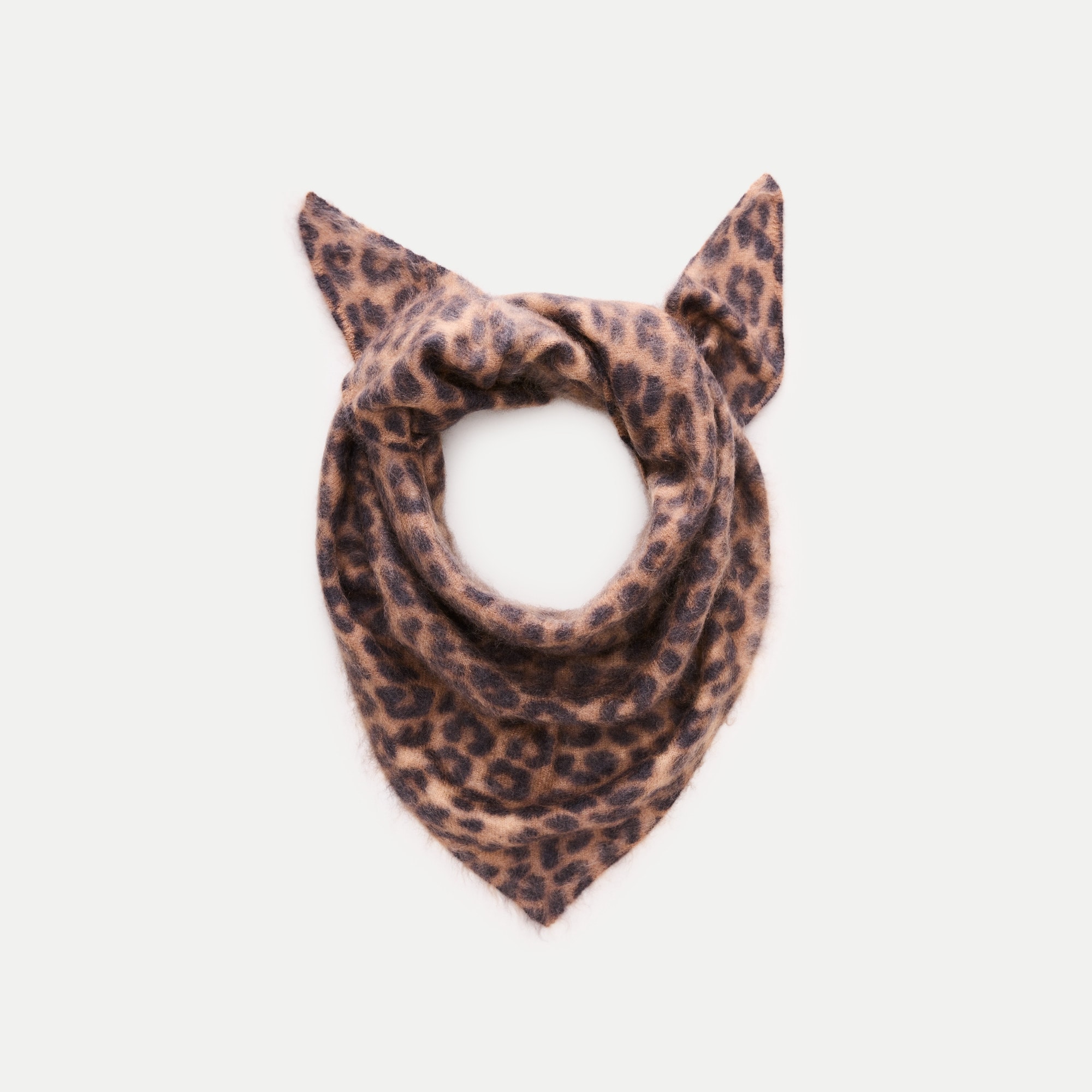 Brushed cashmere bandana in leopard