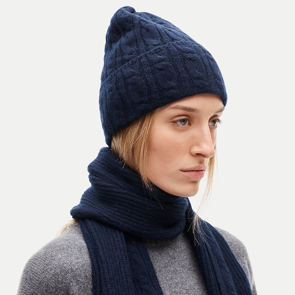 Cashmere cable-knit beanie by J.Crew