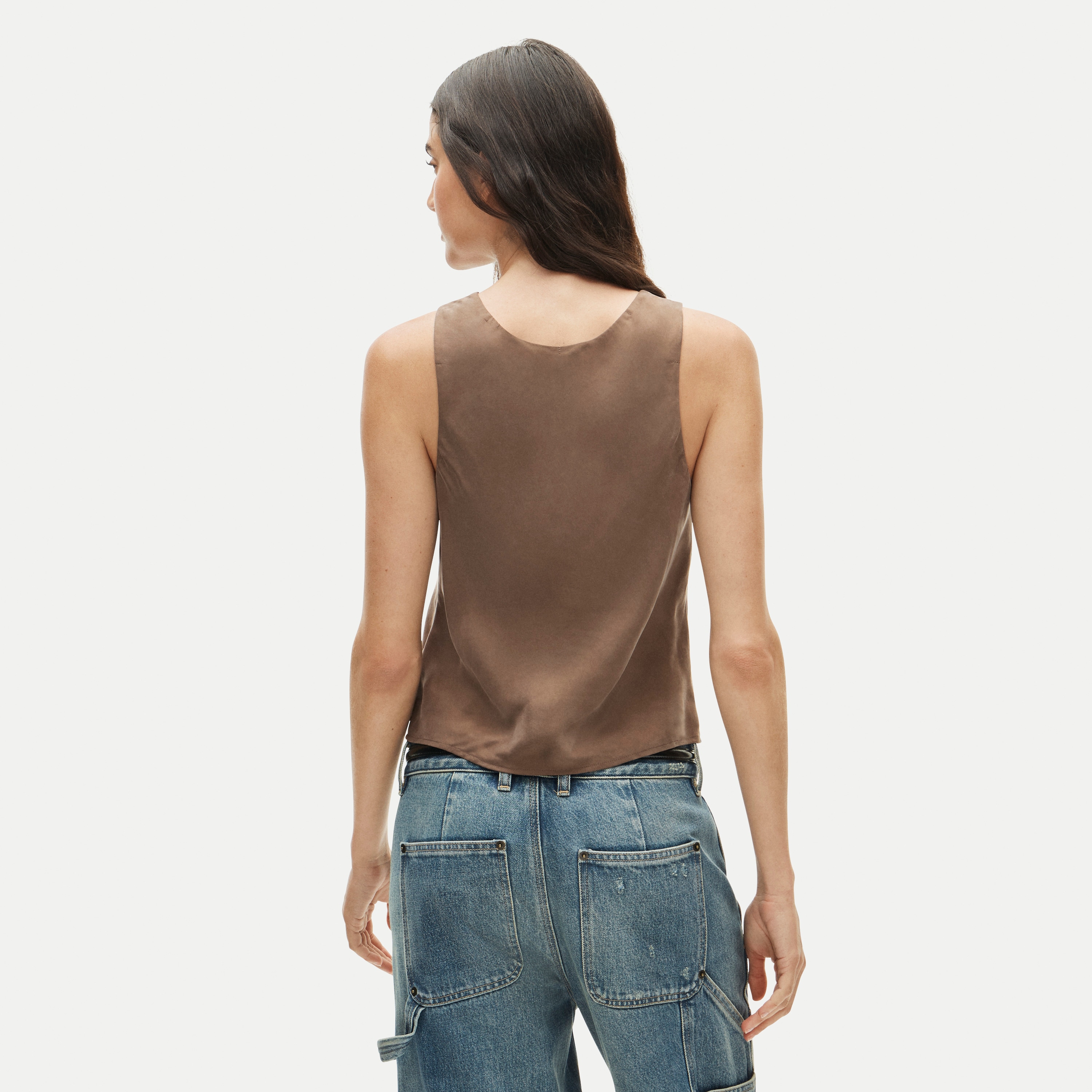 Scoopneck tank top in cupro blend