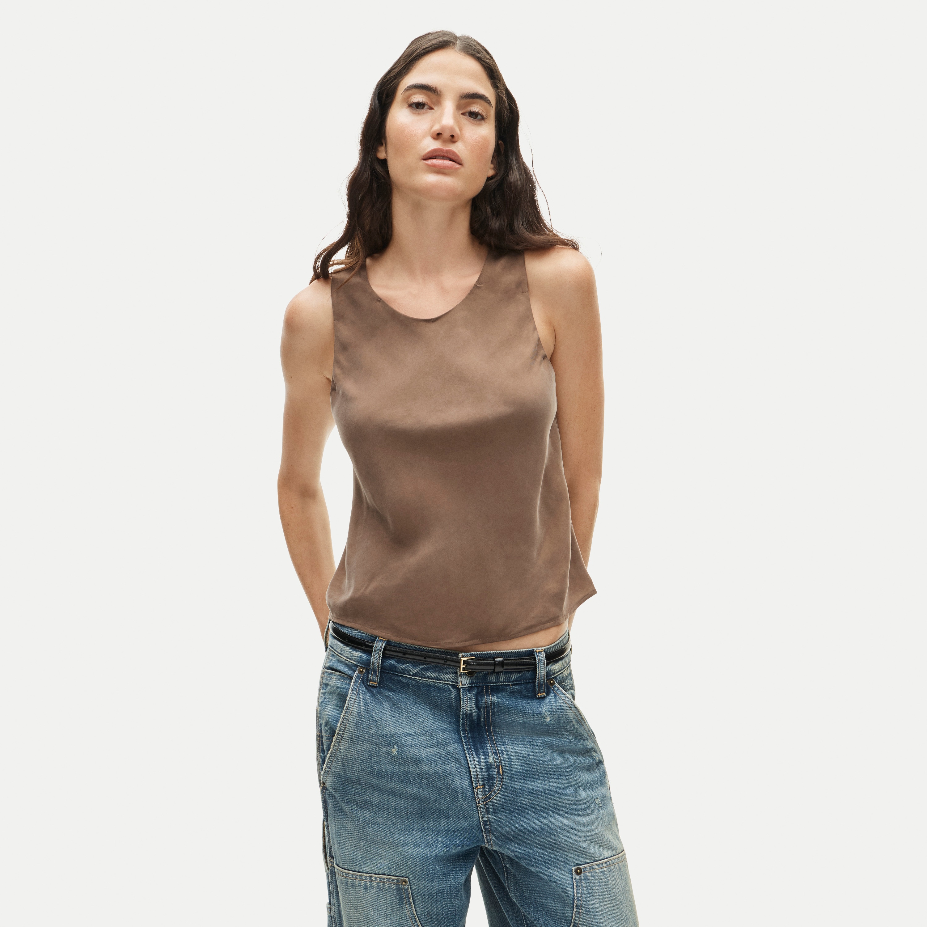 Scoopneck tank top in cupro blend