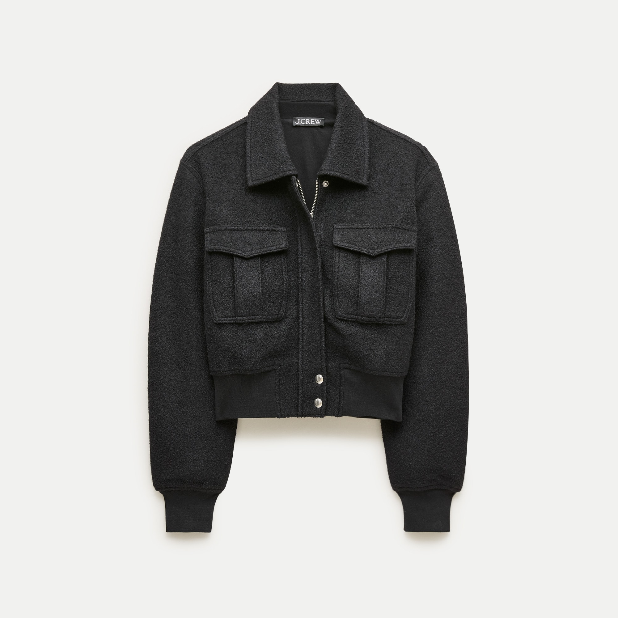 Knit bomber jacket in wool blend