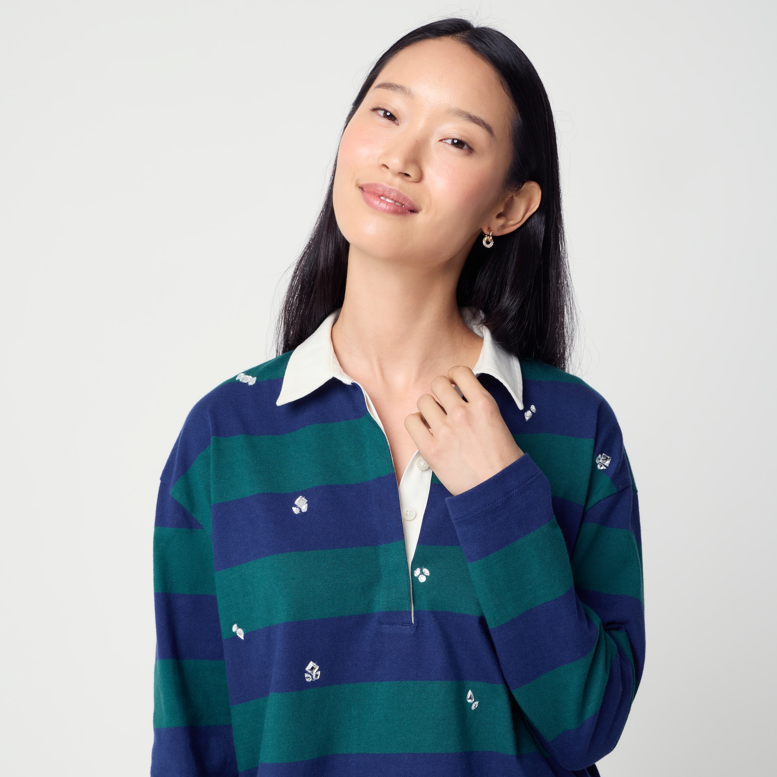 100% cotton embellished rugby shirt