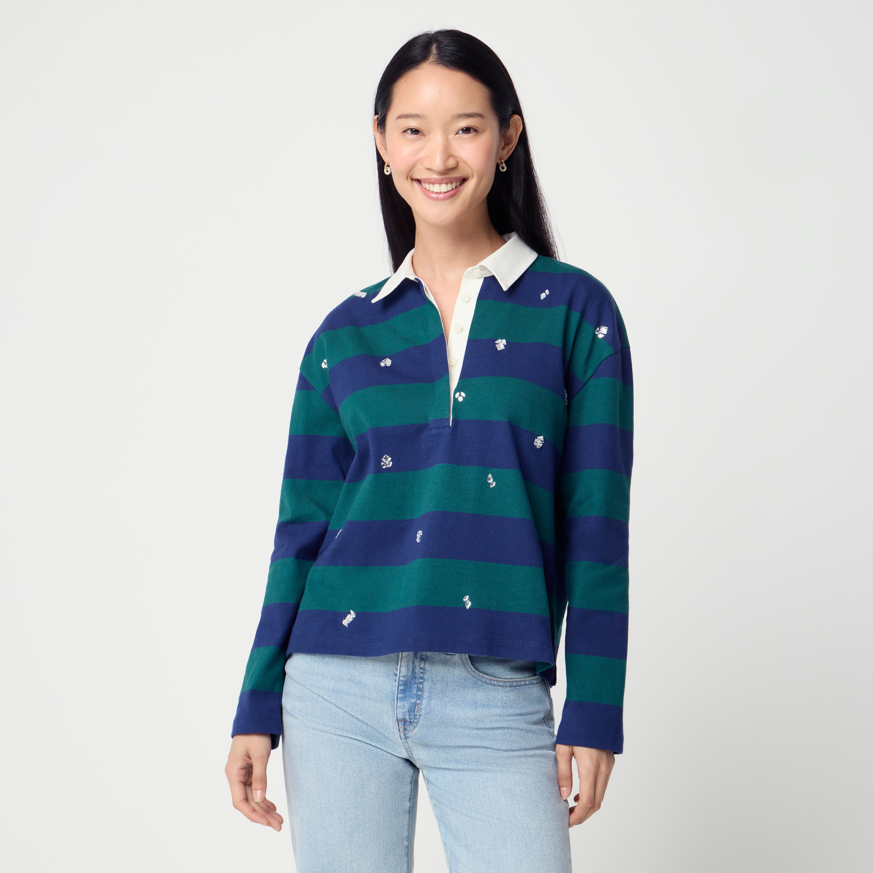 100% cotton embellished rugby shirt