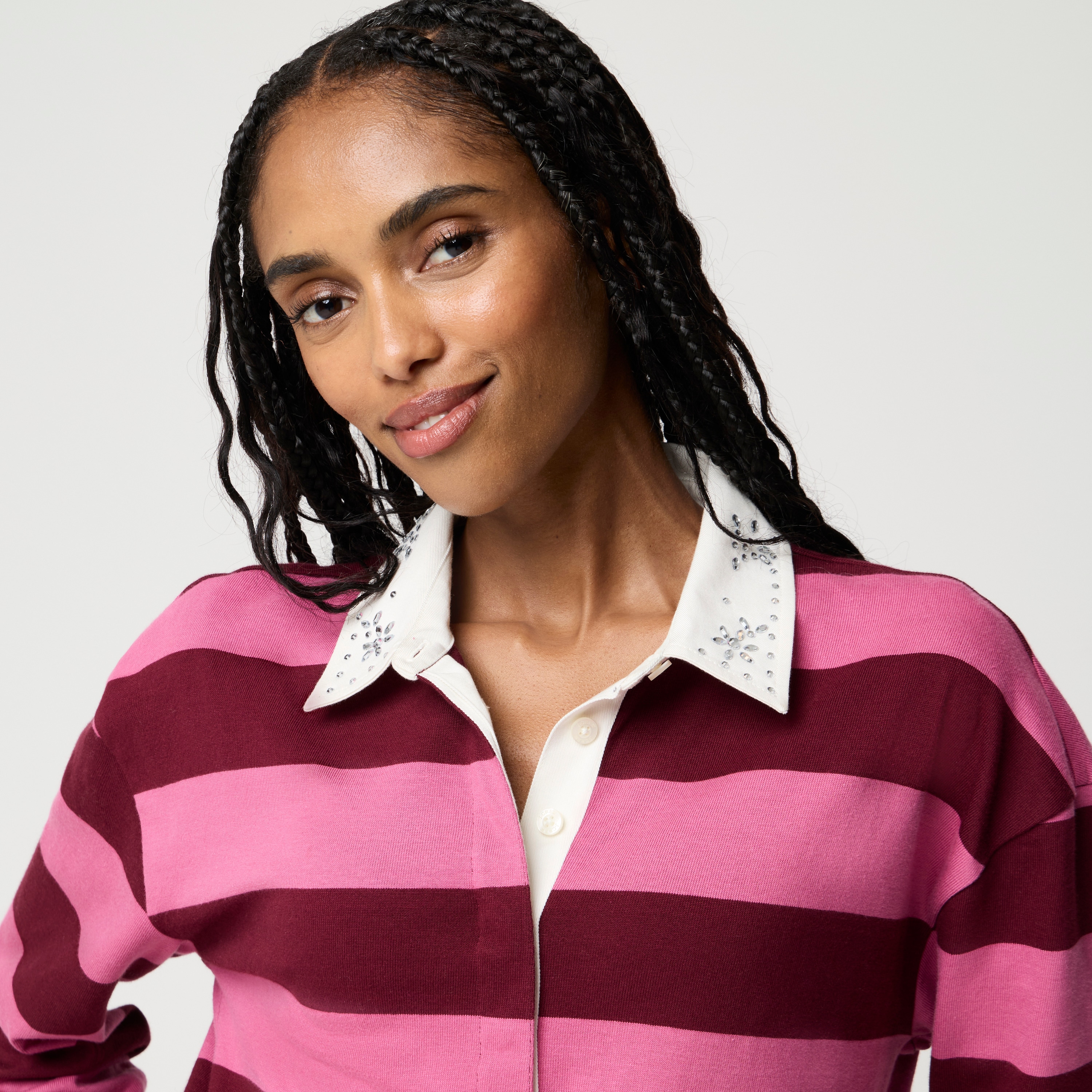 100% cotton rugby shirt with embellished collar