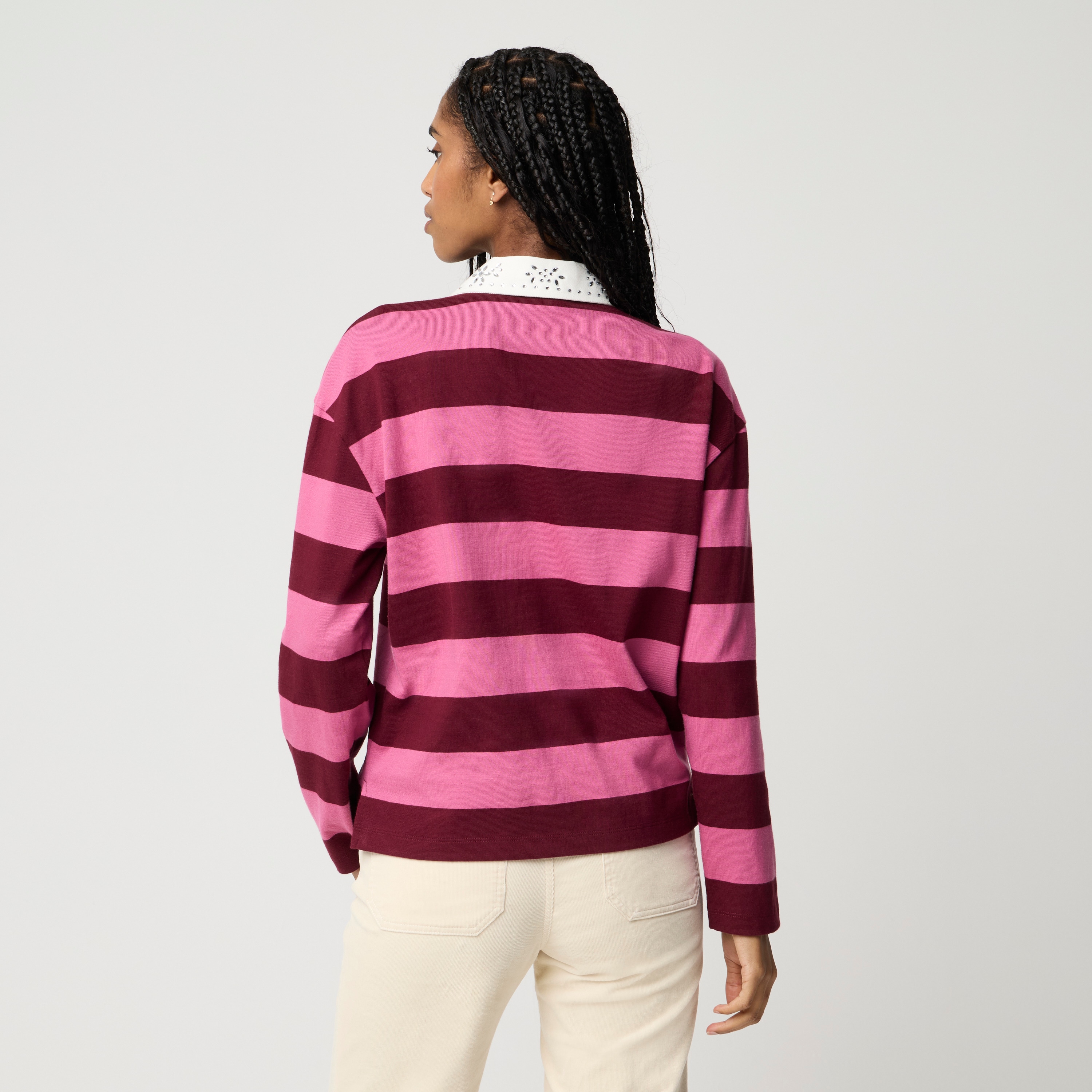 100% cotton rugby shirt with embellished collar