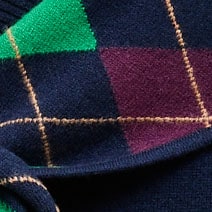 Cashmere V-neck sweater with argyle scarf NAVY ARGYLE