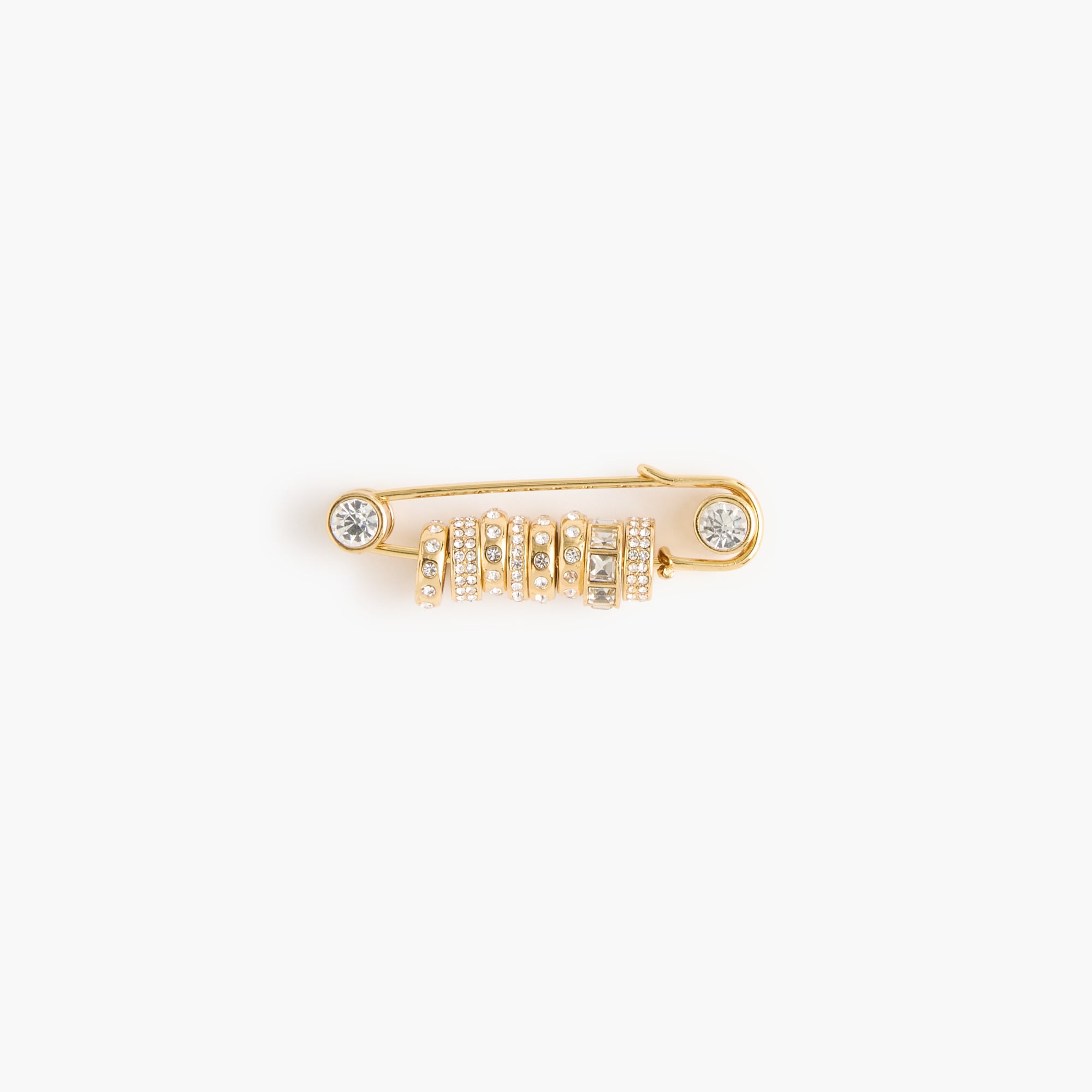 Crystal pavé safety-pin brooch