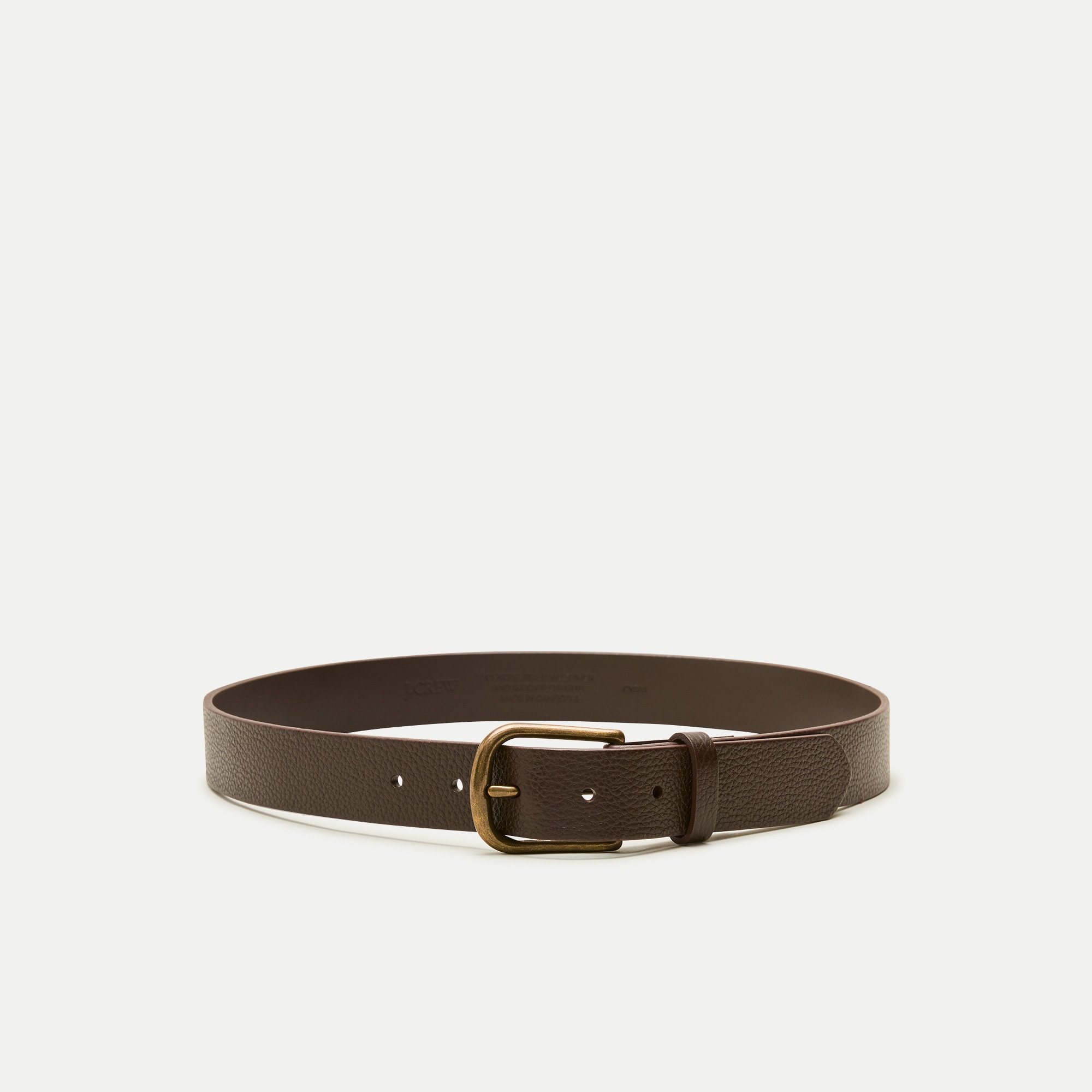 Round-buckle belt in tumbled leather
