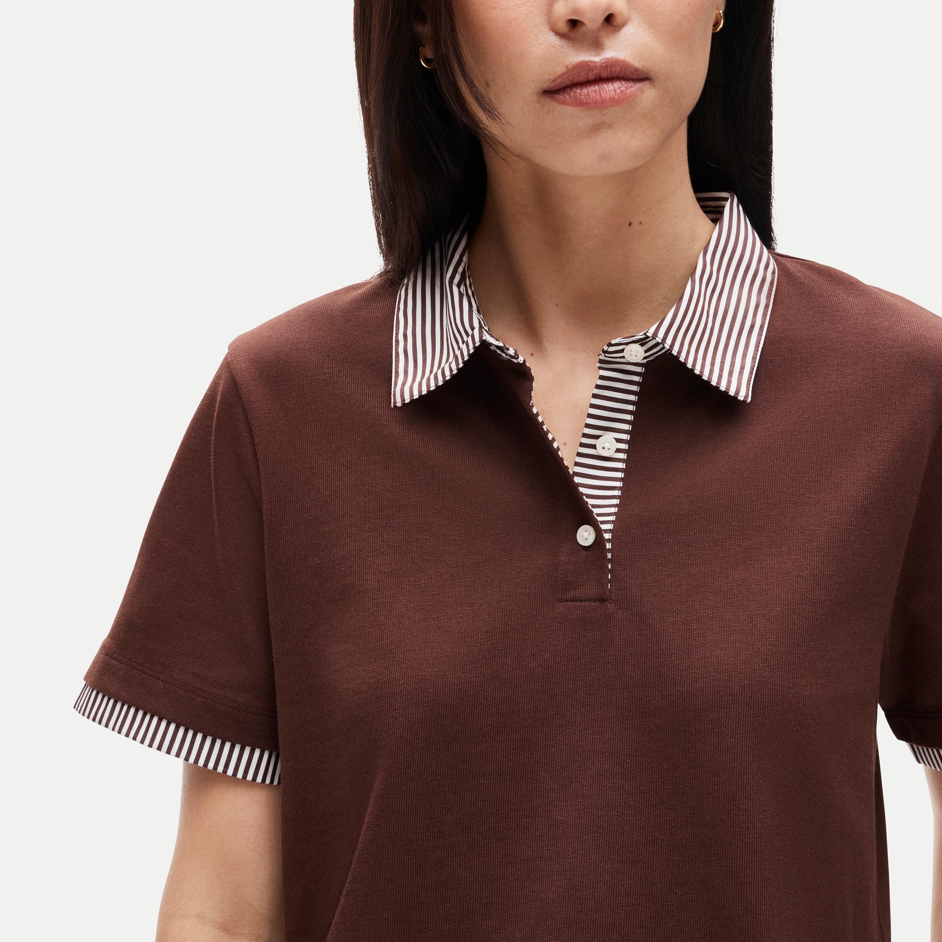 Poplin-collar polo in mariner cotton