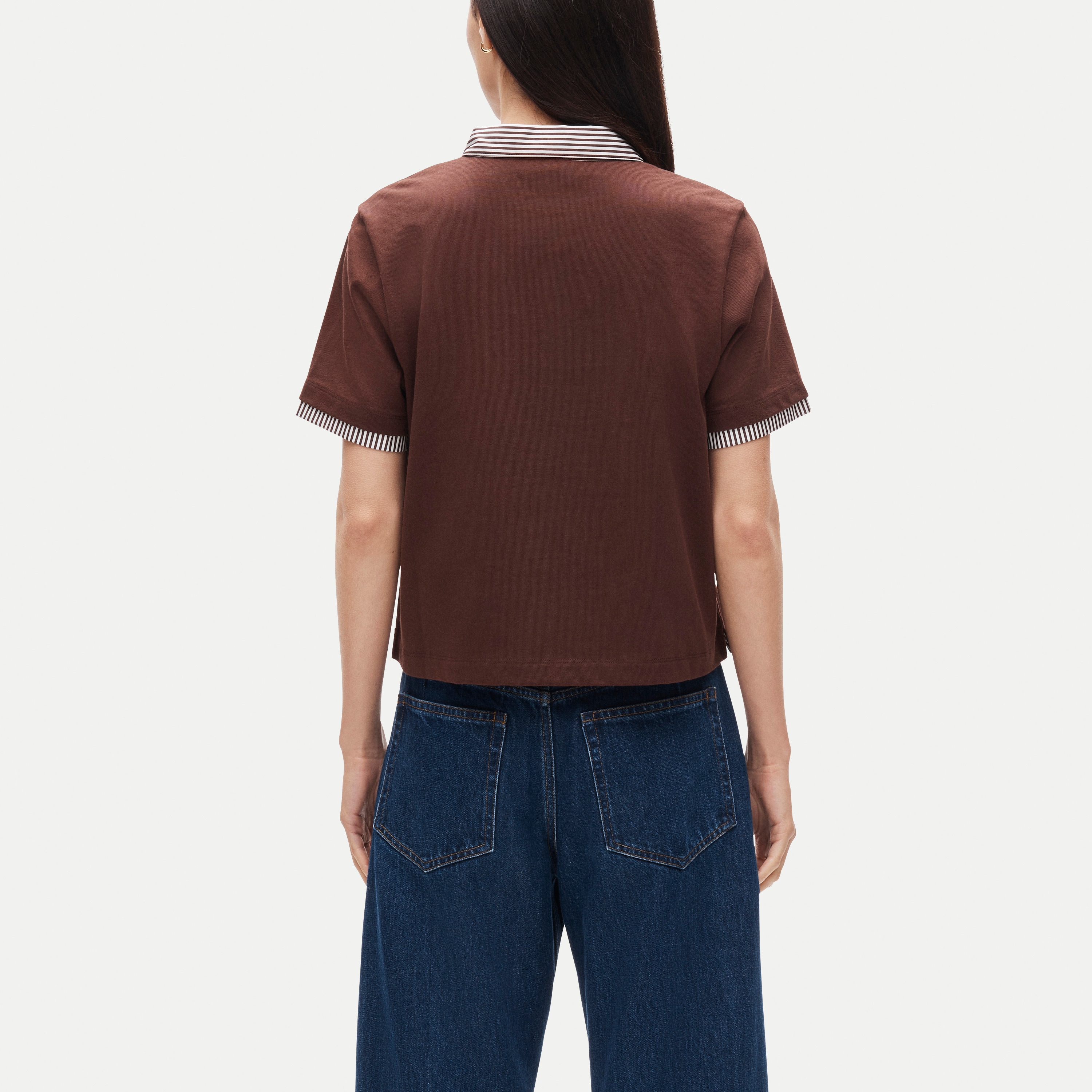 Poplin-collar polo in mariner cotton