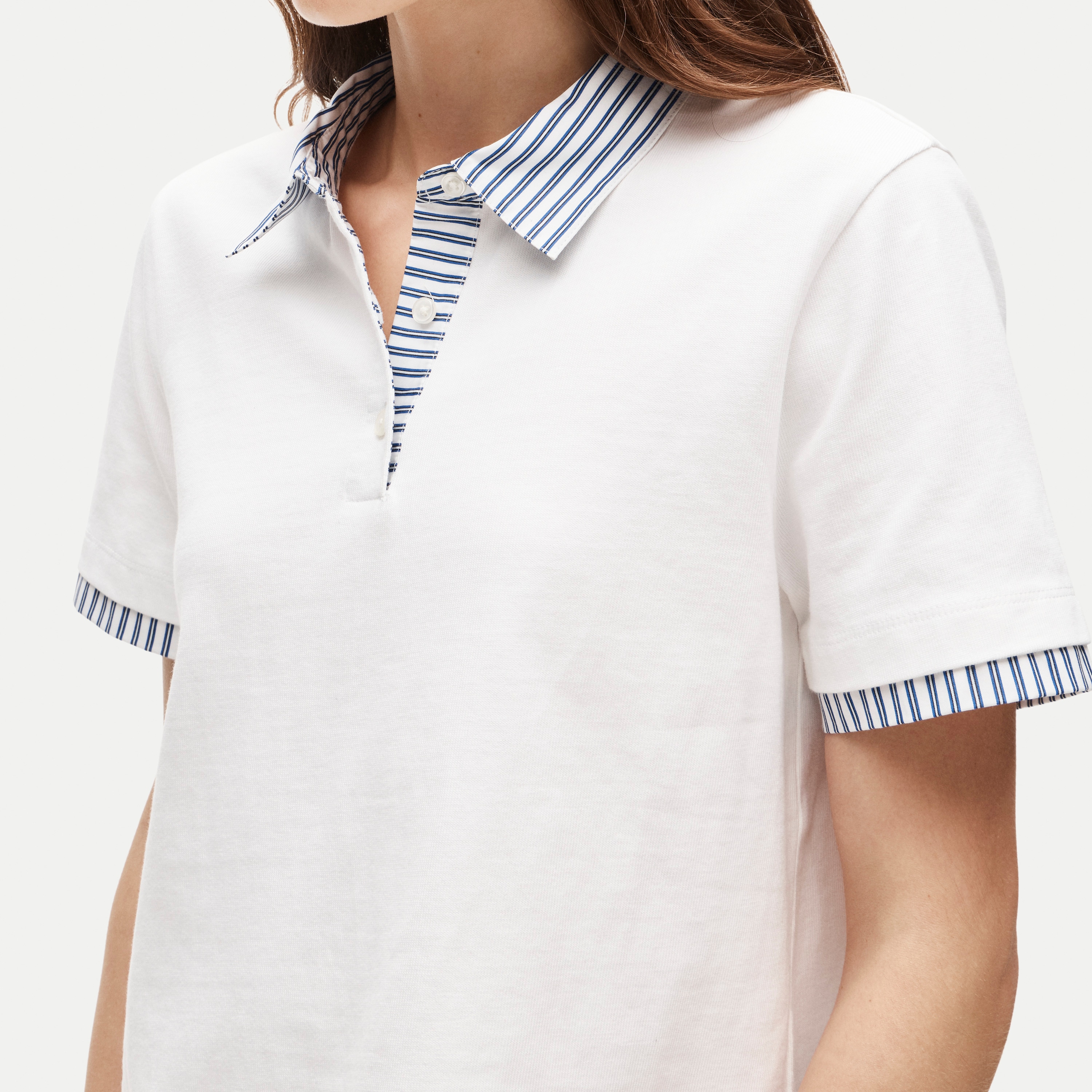 Poplin-collar polo in mariner cotton