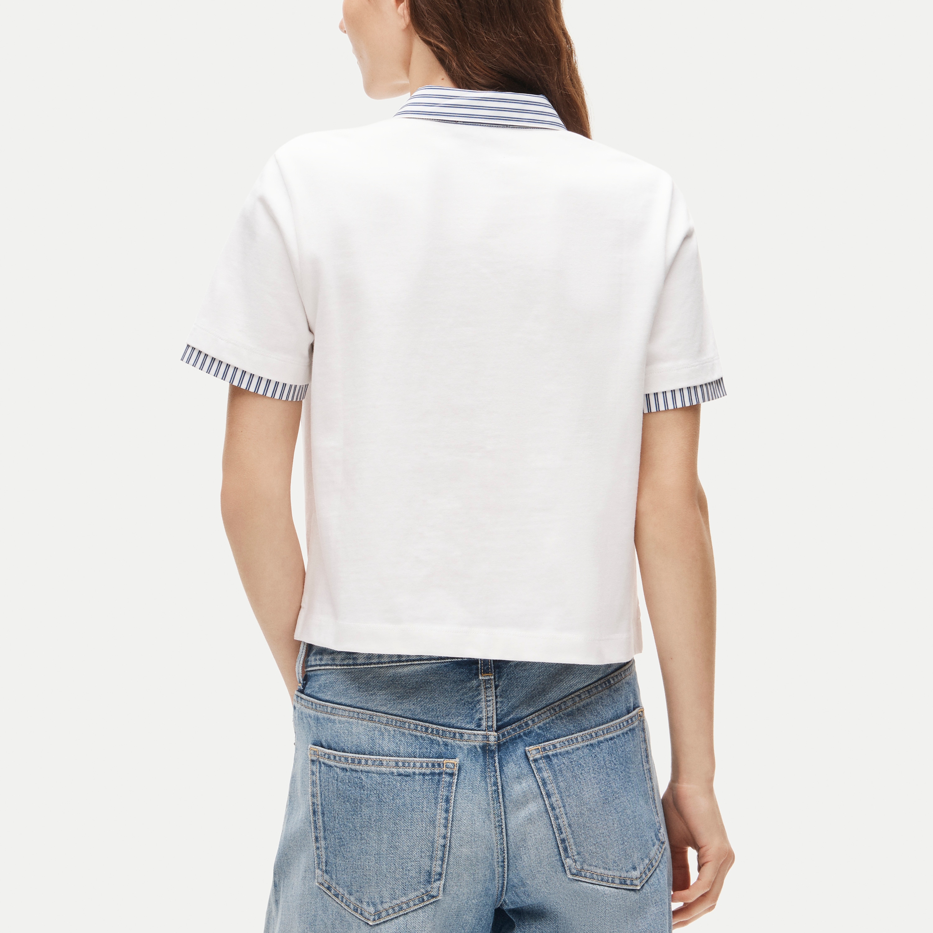 Poplin-collar polo in mariner cotton