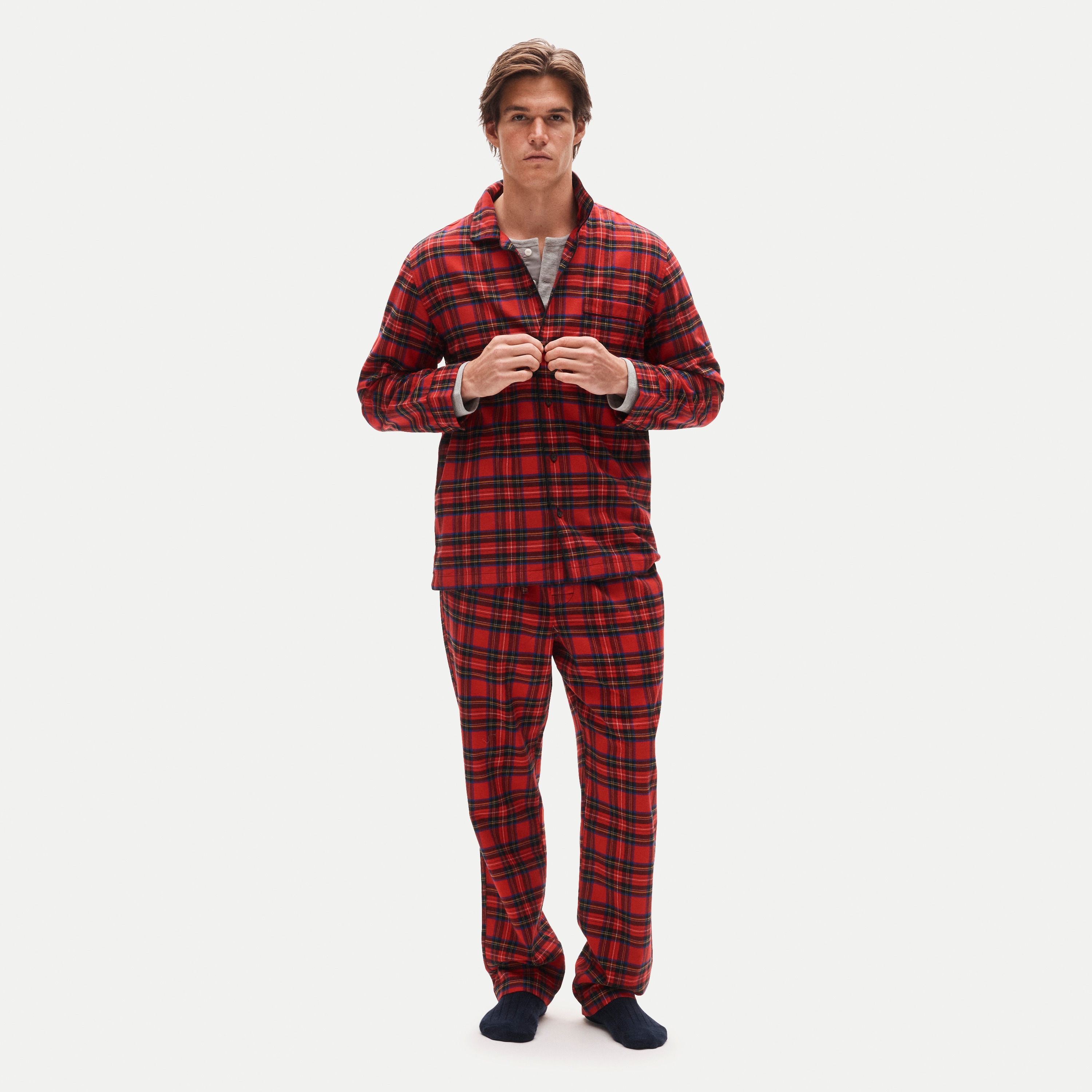 Flannel pajama set in plaid