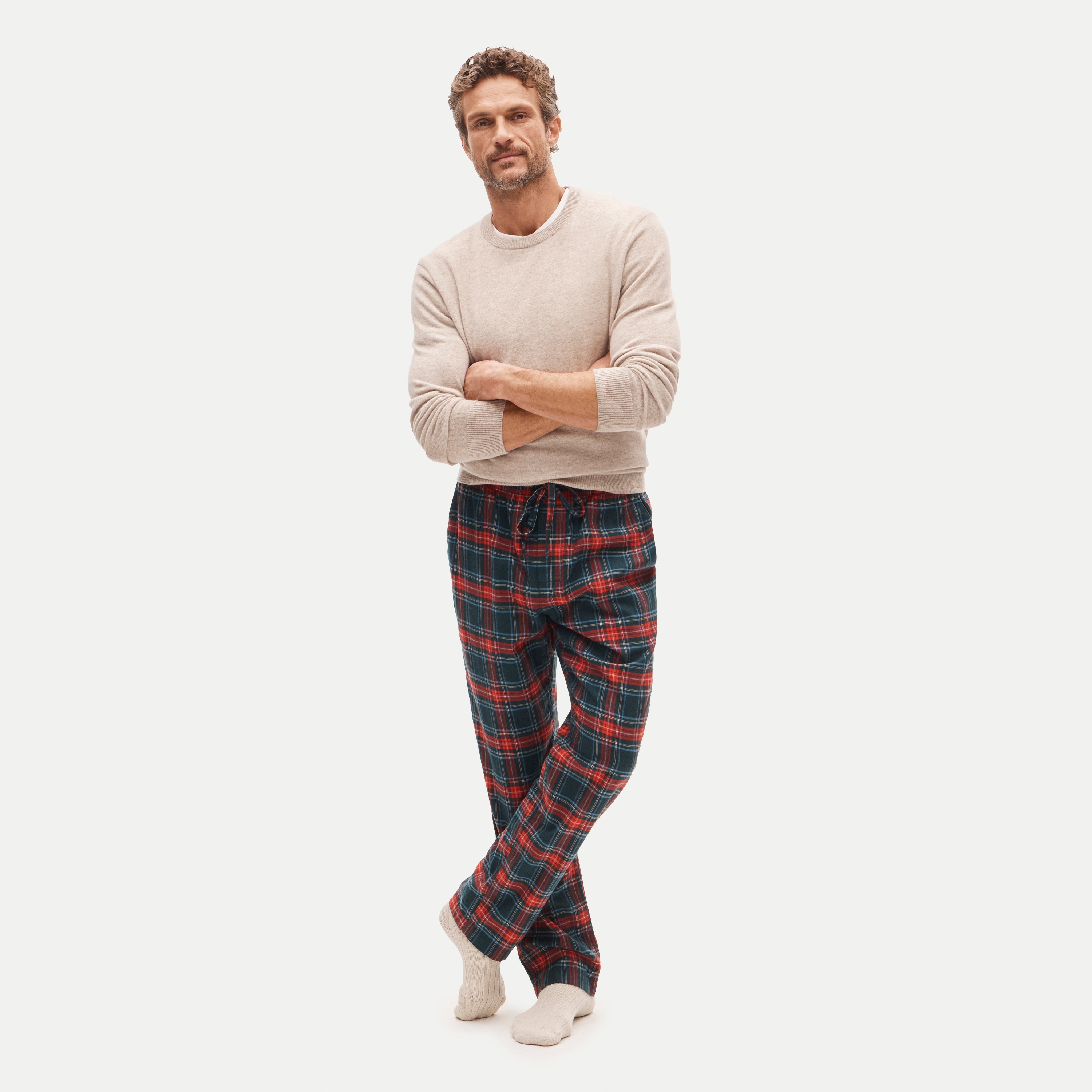 Flannel pajama pant in mixed tartan